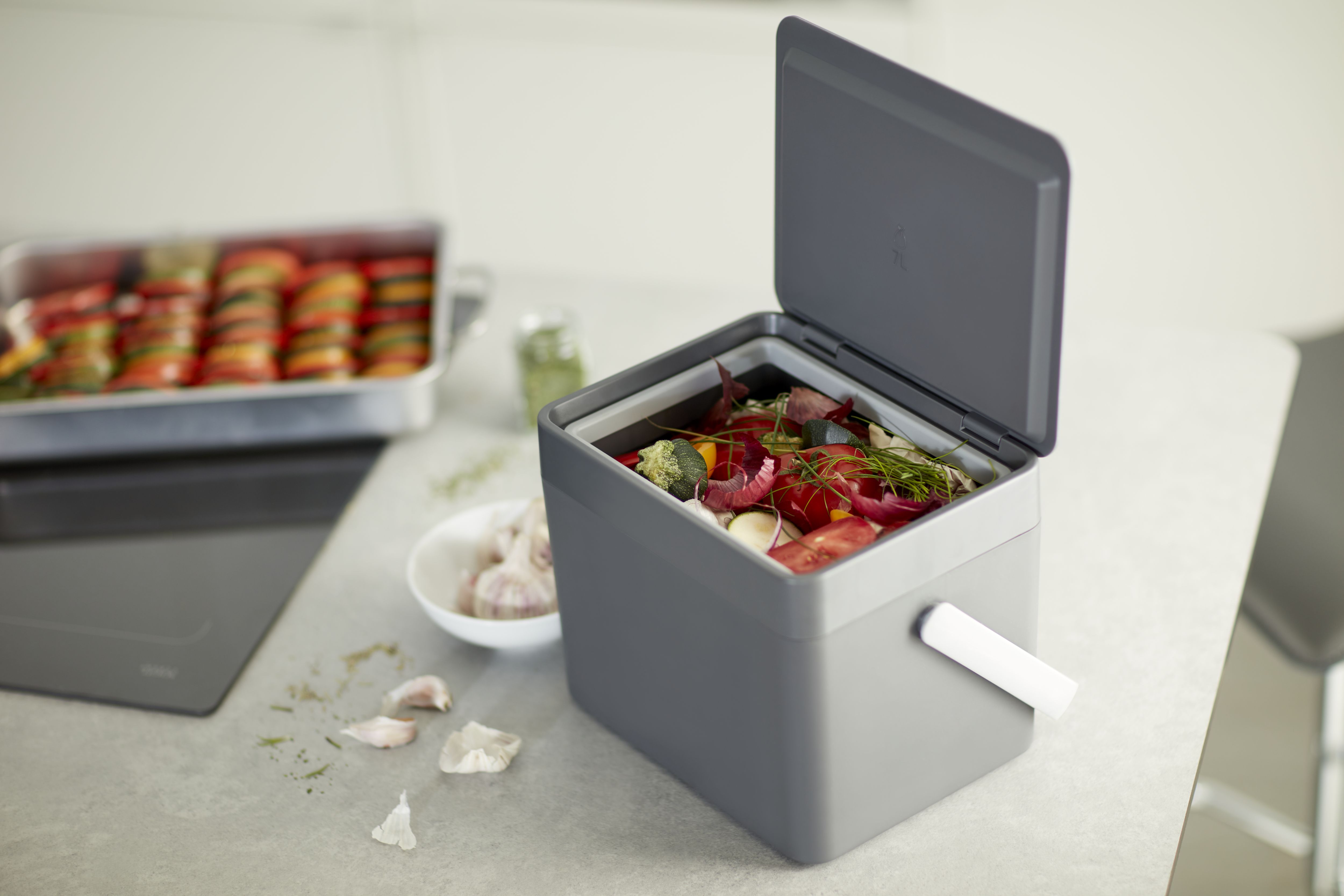 GoodHome Kora Anthracite Metal Worktop Bin - 7L