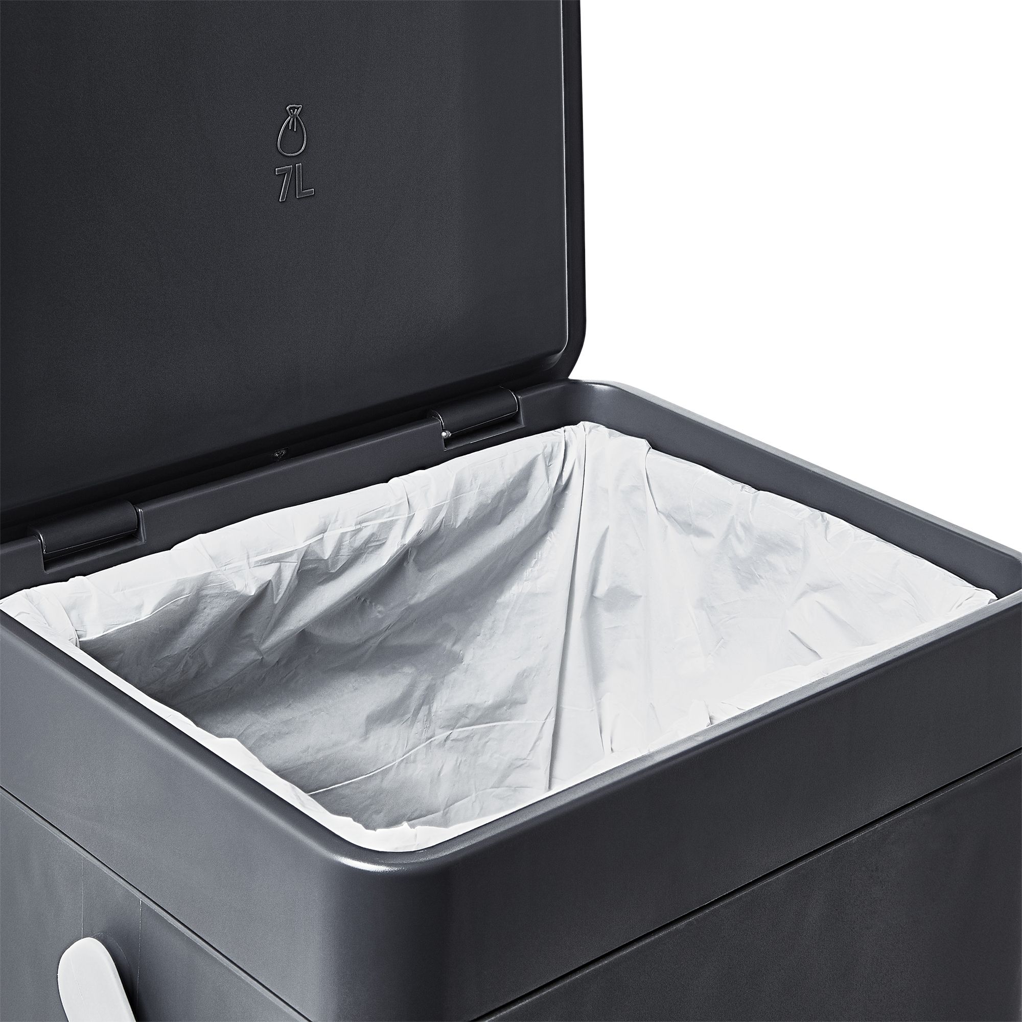 GoodHome Kora Anthracite Metal Worktop Bin - 7L