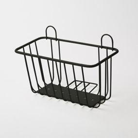 GoodHome Koros Black Steel 1 tier Shower basket (W)21.5cm