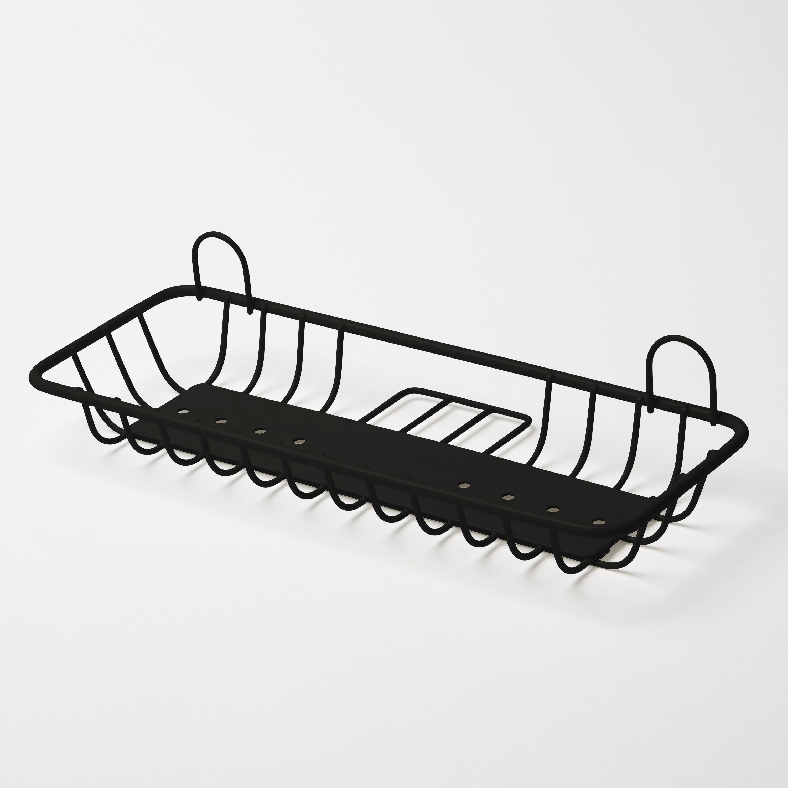 GoodHome Koros Black Steel 1 tier Shower basket (W)29cm