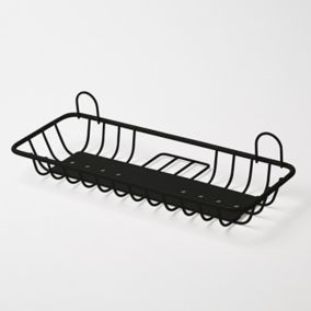 GoodHome Koros Black Steel 1 tier Shower basket