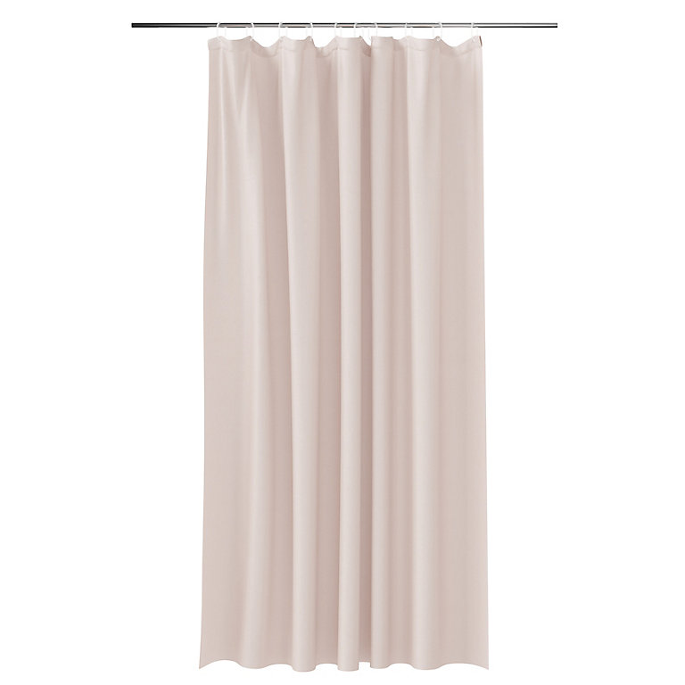 Goodhome Koros Blush Pink Plain Shower, Plain White Cotton Shower Curtain