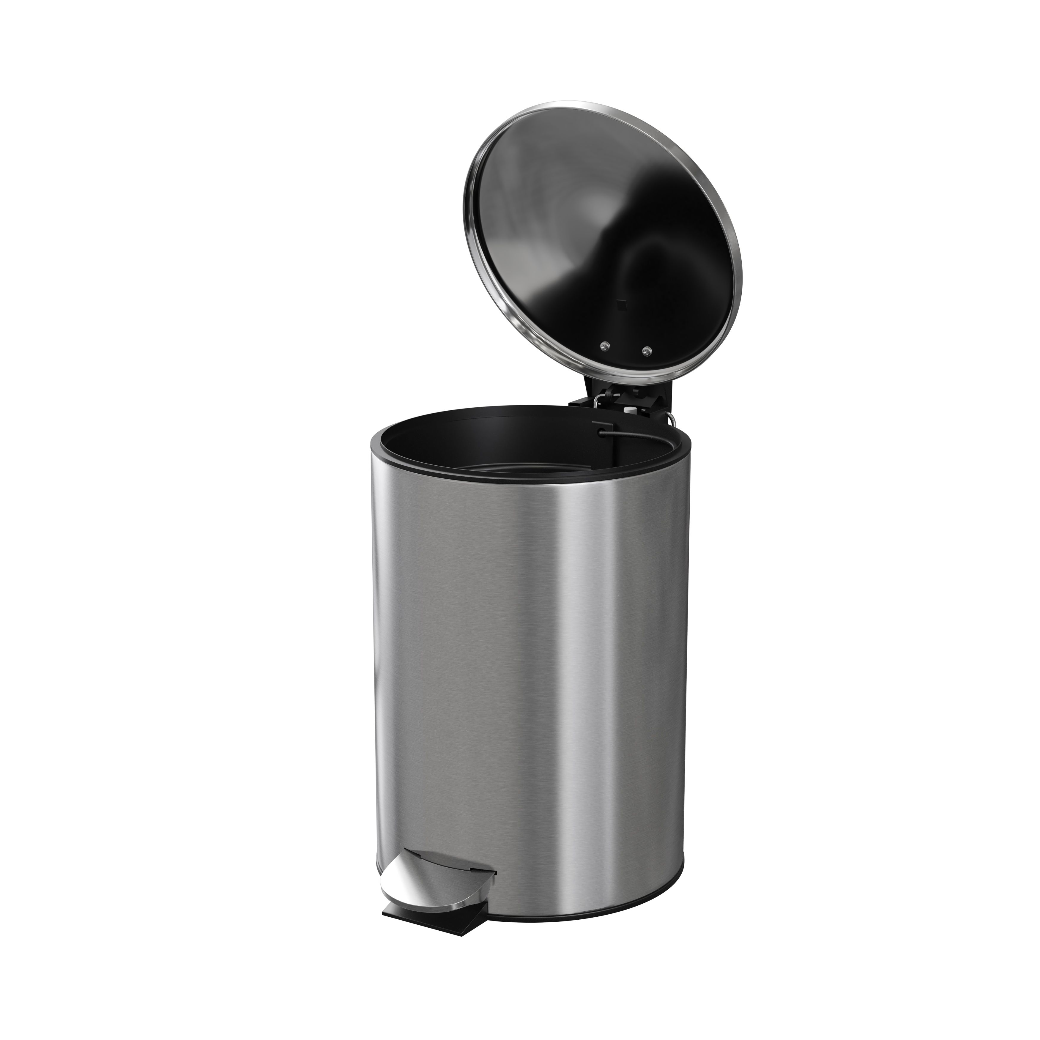 GoodHome Koros Brushed Chrome effect Metal Bin -3L