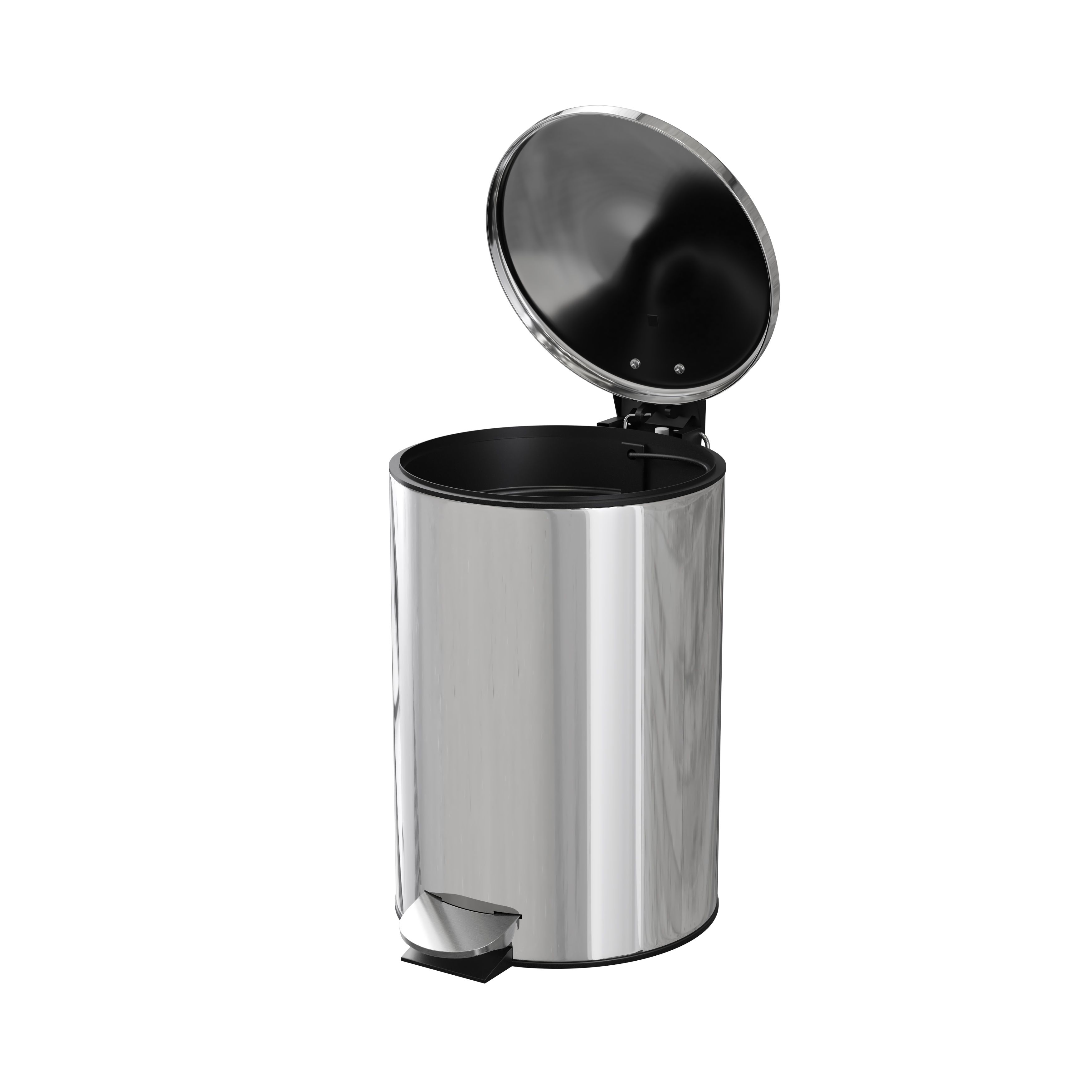 GoodHome Koros Chrome effect Metal Bin -3L