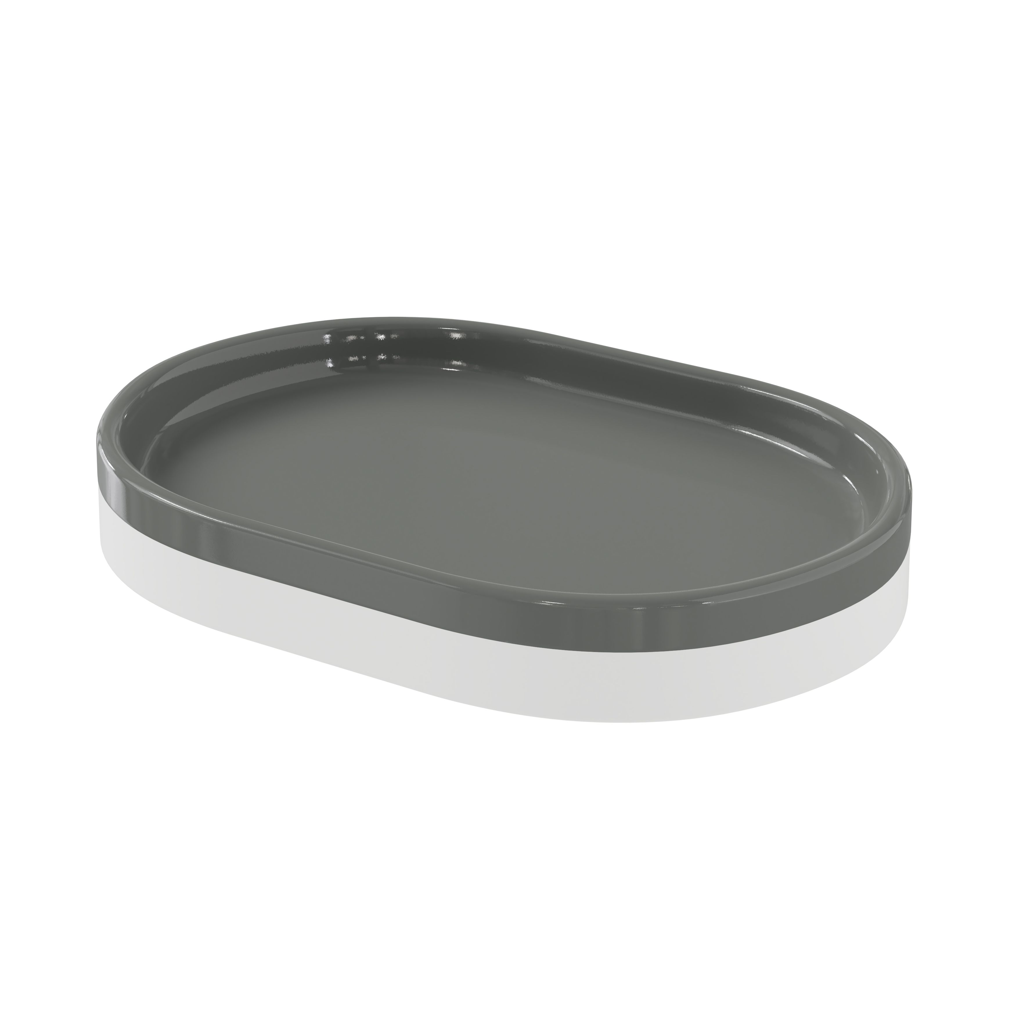 GoodHome Koros Gloss & matt White & anthracite Ceramic Soap dish