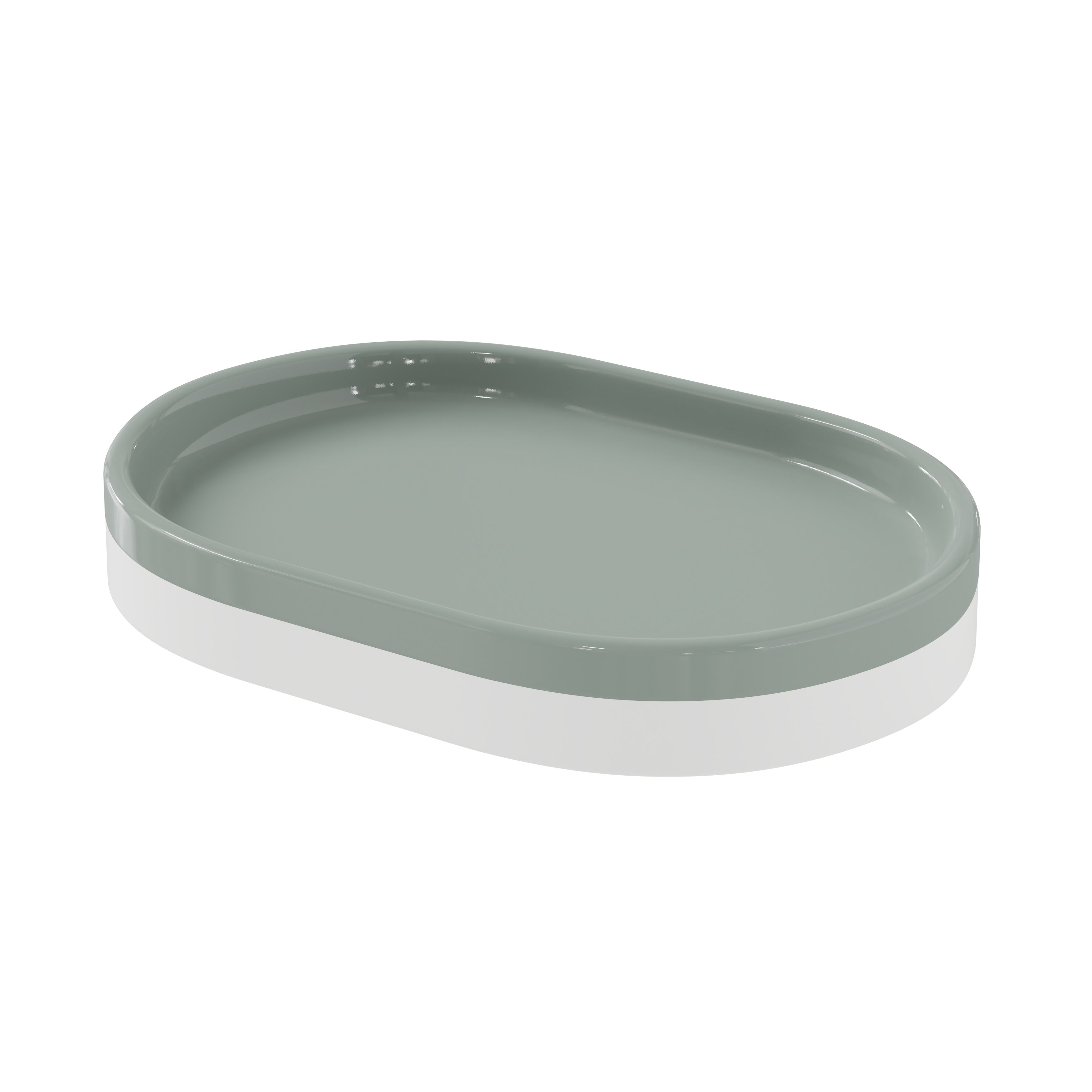 GoodHome Koros Gloss & matt White & sage grey Ceramic Soap dish