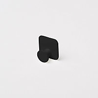 GoodHome Koros Matt Black Glass effect Steel Small Single Hook (Holds)1.5kg