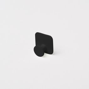 GoodHome Koros Matt Black Powder-coated Glass effect Steel Small Single Hook (Holds)1.5kg