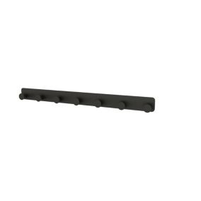 GoodHome Koros Matt Black Steel 7 Hook rail, (L)482mm (H)40mm