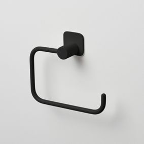 GoodHome Koros Matt Black Wall-mounted Toilet roll holder (W)1530mm