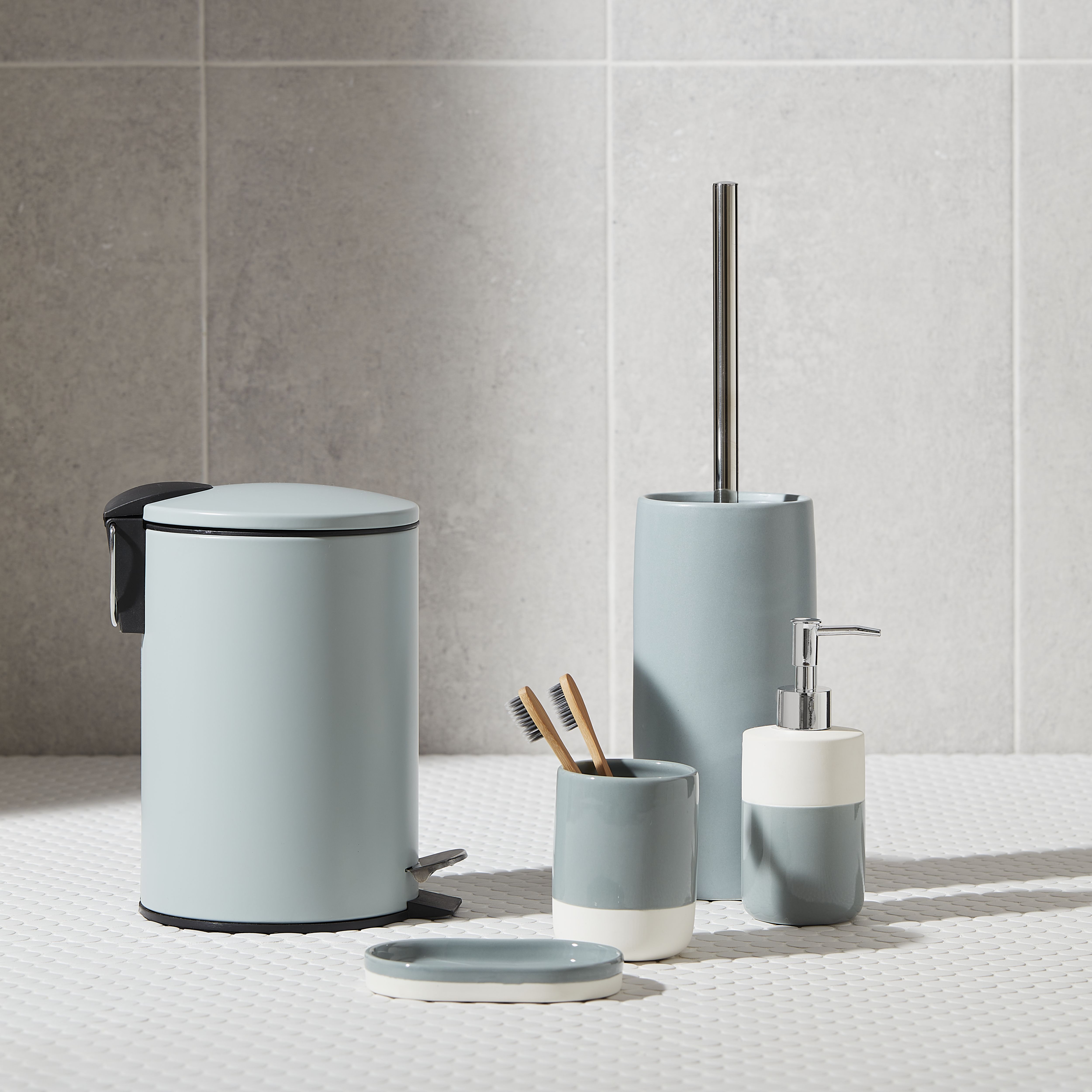 GoodHome Koros Sage grey Metal Bin -3L