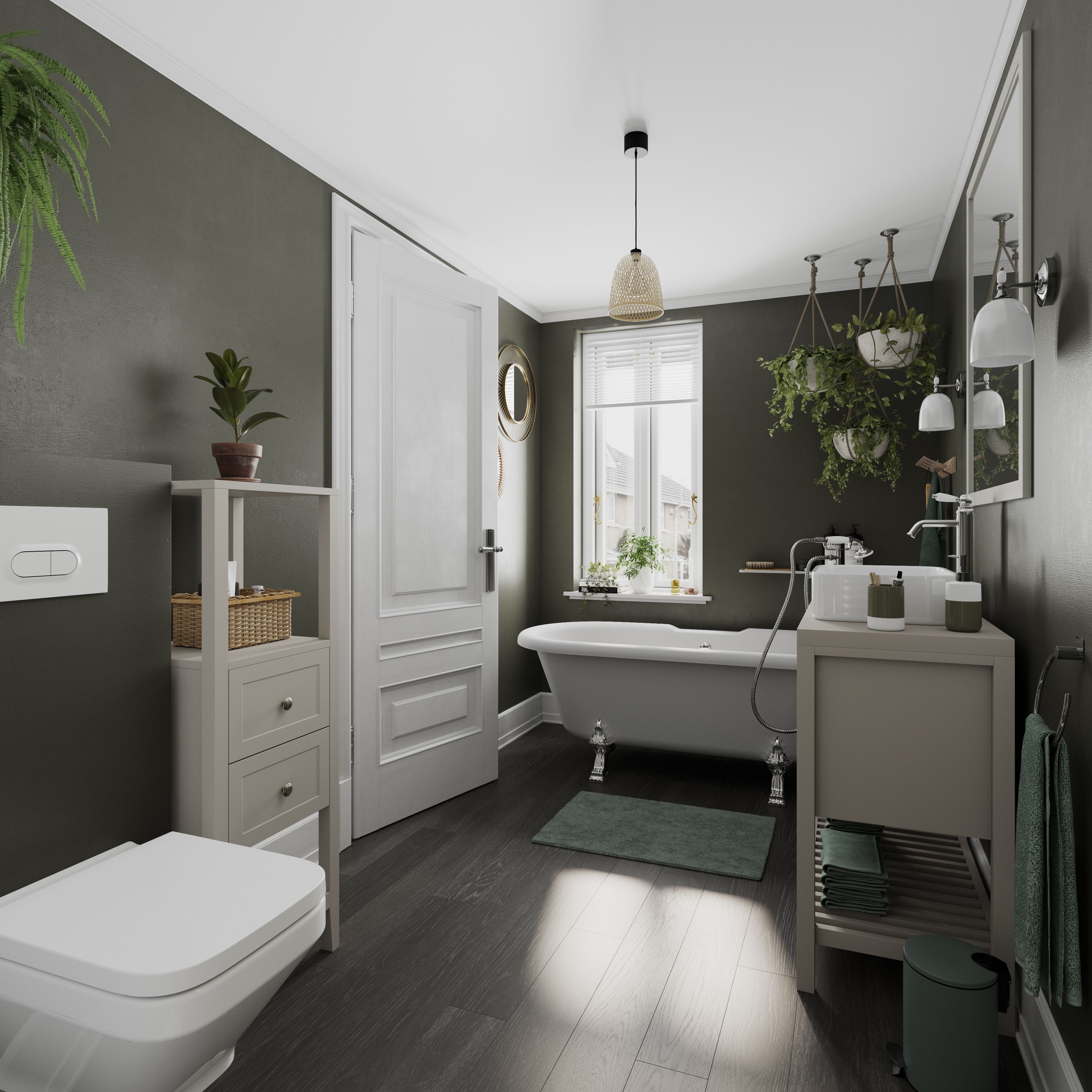 GoodHome Koros Sage grey Rectangular Bath mat (L)80cm (W)50cm