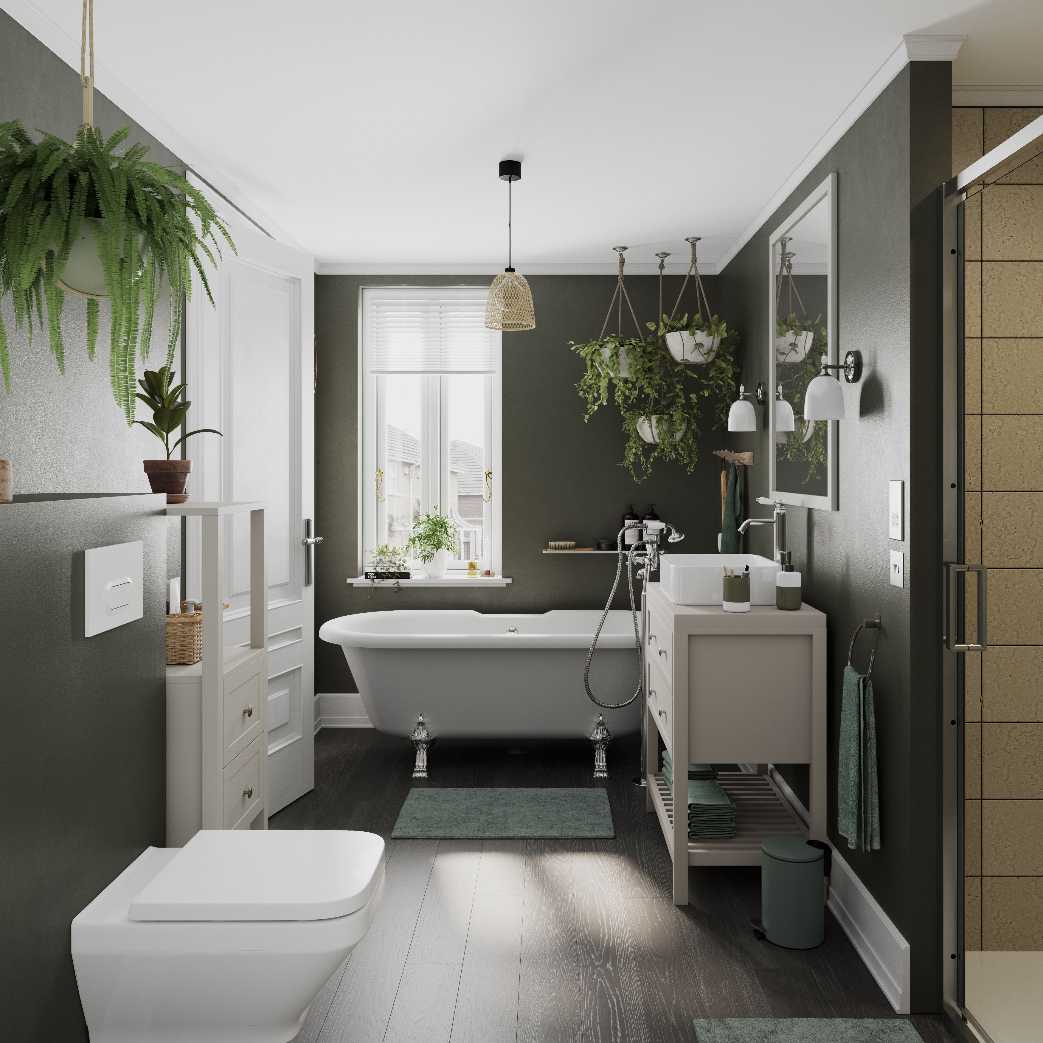 GoodHome Koros Sage grey Rectangular Bath mat (L)80cm (W)50cm