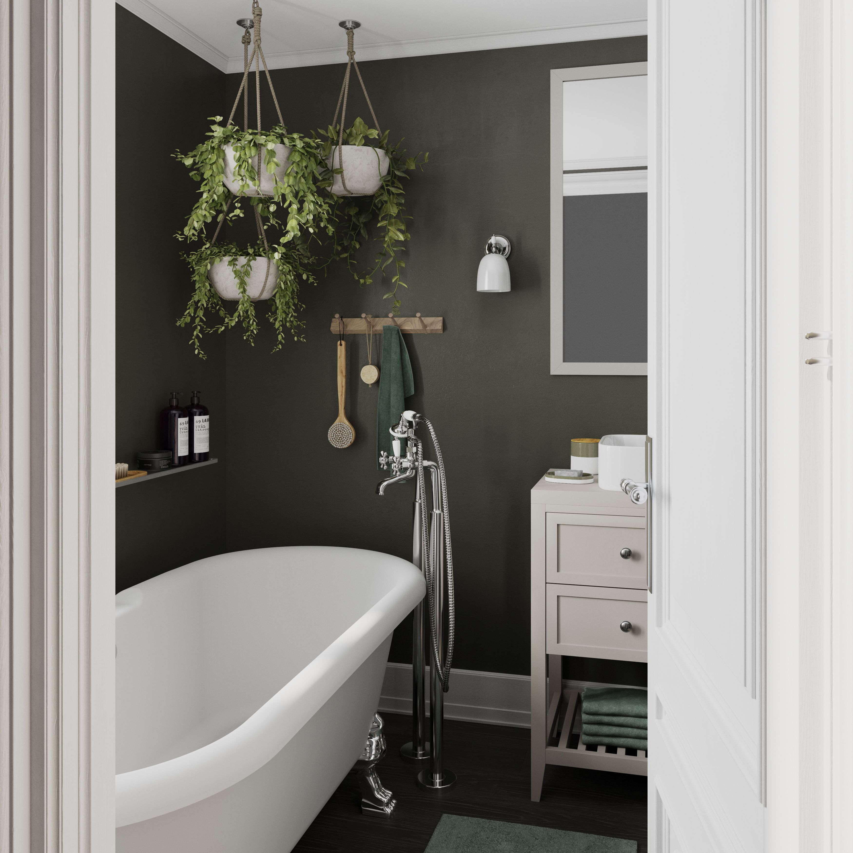 GoodHome Koros Sage grey Rectangular Bath mat (L)80cm (W)50cm