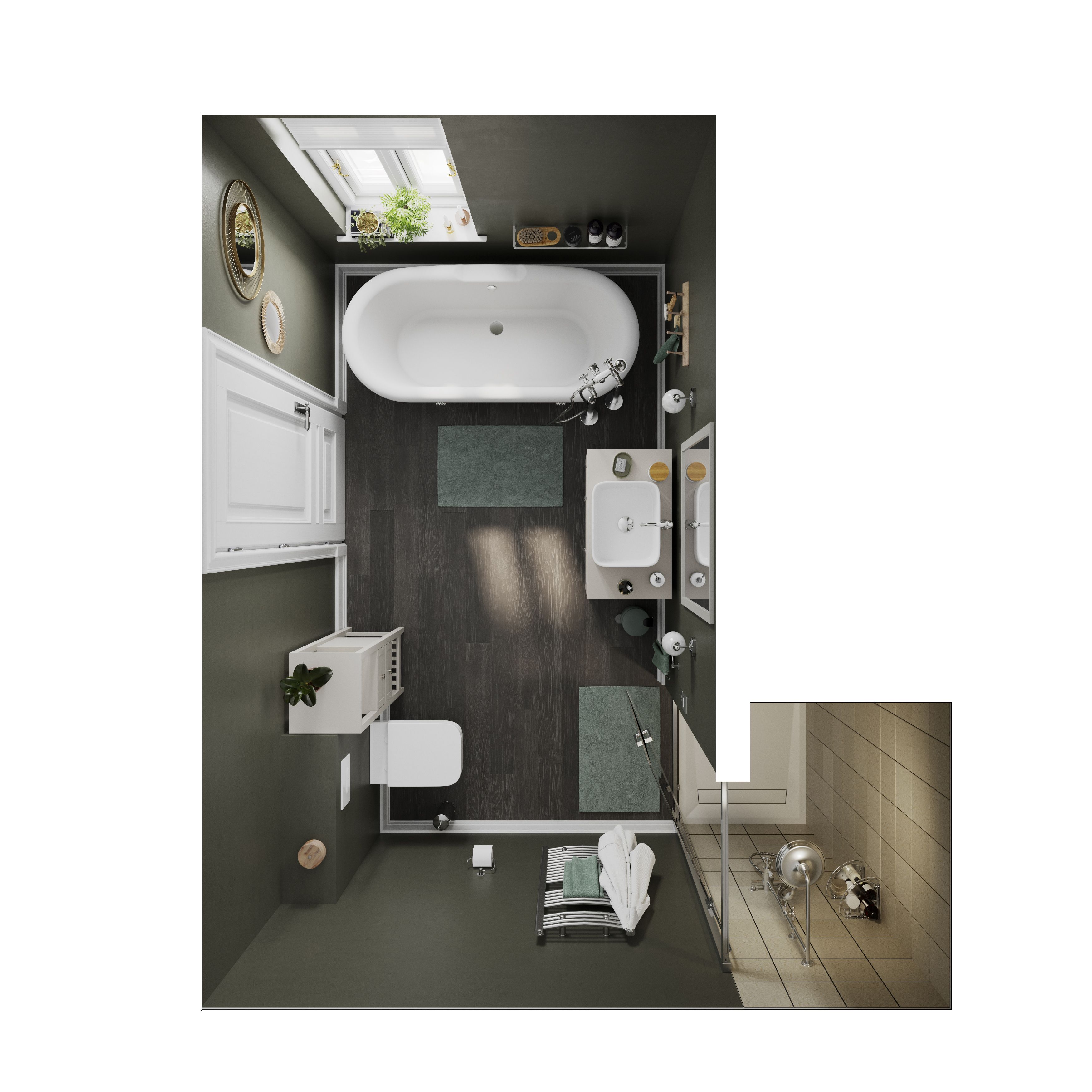 GoodHome Koros Sage grey Rectangular Bath mat (L)80cm (W)50cm