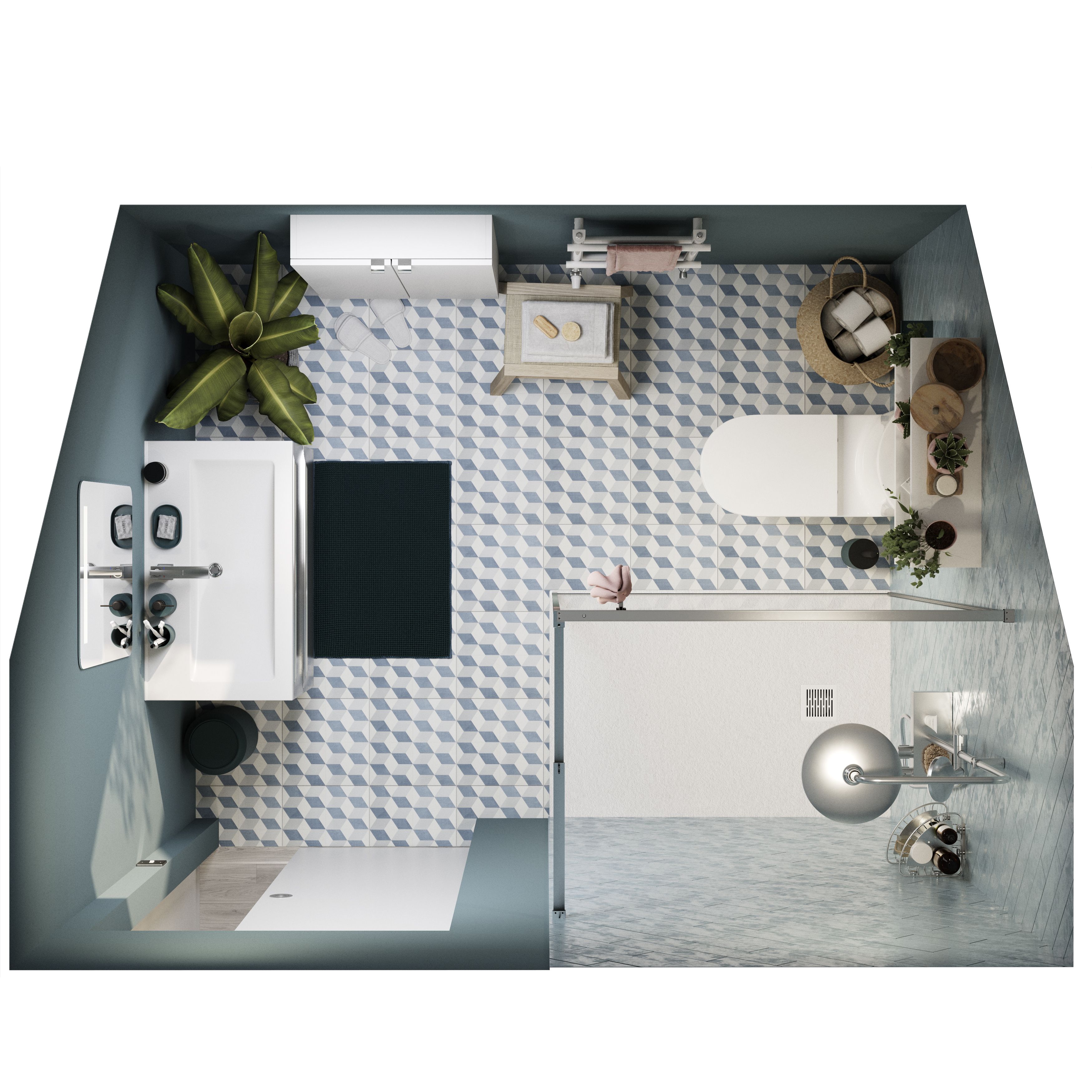 GoodHome Koros Silver effect Wall-mounted Bathroom Shelf (D)19.9cm (H)3.5cm (L)19.9cm