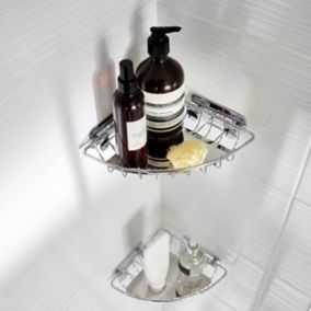 GoodHome Koros Silver effect Wall-mounted Bathroom Shelf, (L)199mm (D)199mm (H) 35mm
