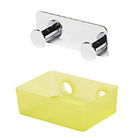 GoodHome Koros Translucent Green Plastic & steel Bathroom accessory set