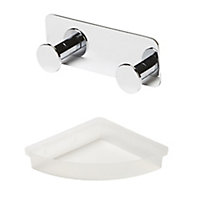 GoodHome Koros Translucent white & silver effect Plastic & steel Bathroom accessory set