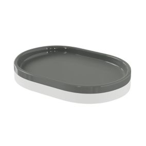 GoodHome Koros White & anthracite Gloss & matt Ceramic Soap dish (W)142mm