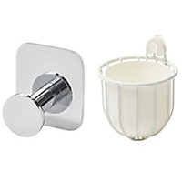 GoodHome Koros White & Chrome Effect Silver effect Bathroom accessory set