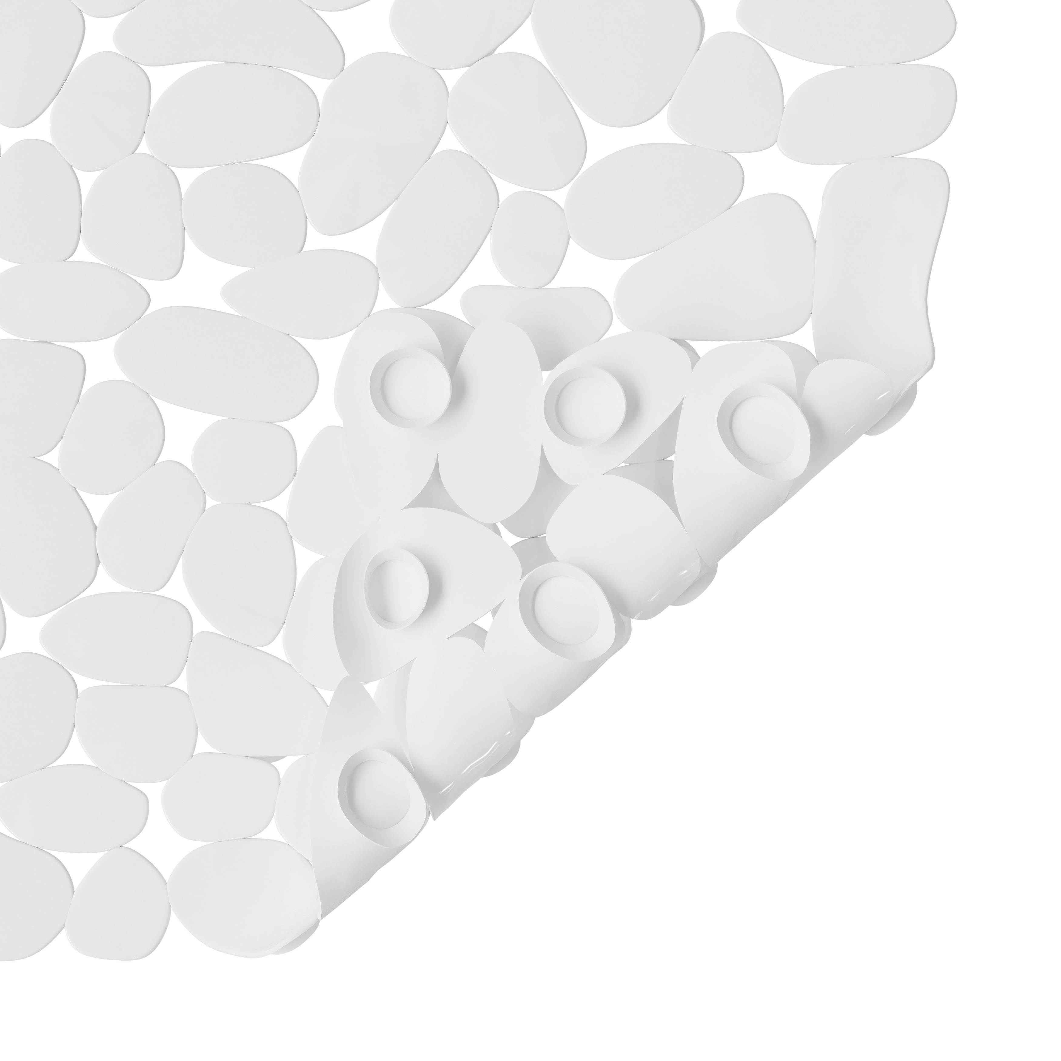 GoodHome Koros White Pebbles Square Bath & shower mat (L)53cm (W)53cm