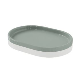 GoodHome Koros White & sage grey Ceramic Soap dish (W)14.2cm