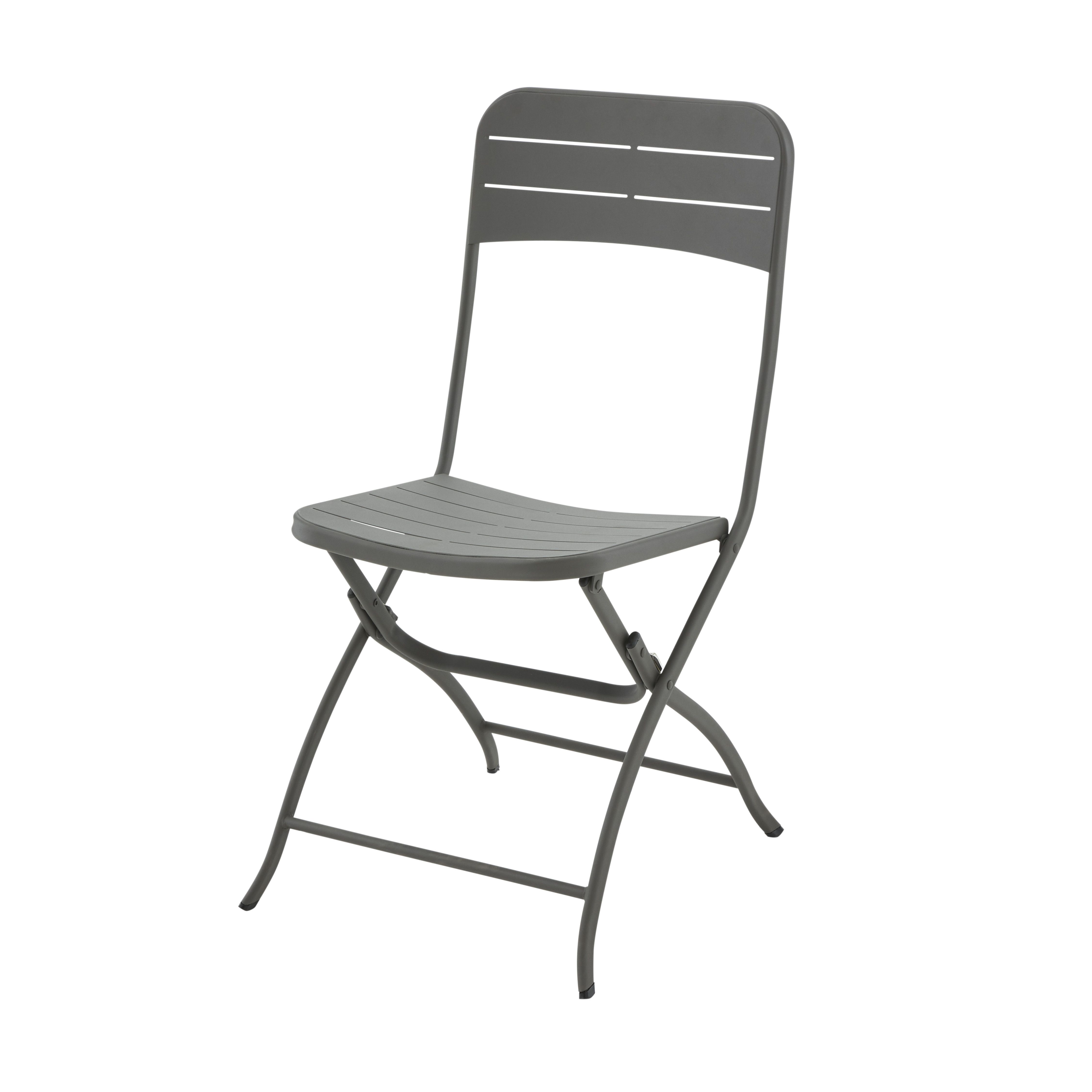 GoodHome Kythros Grey Metal Foldable Chair