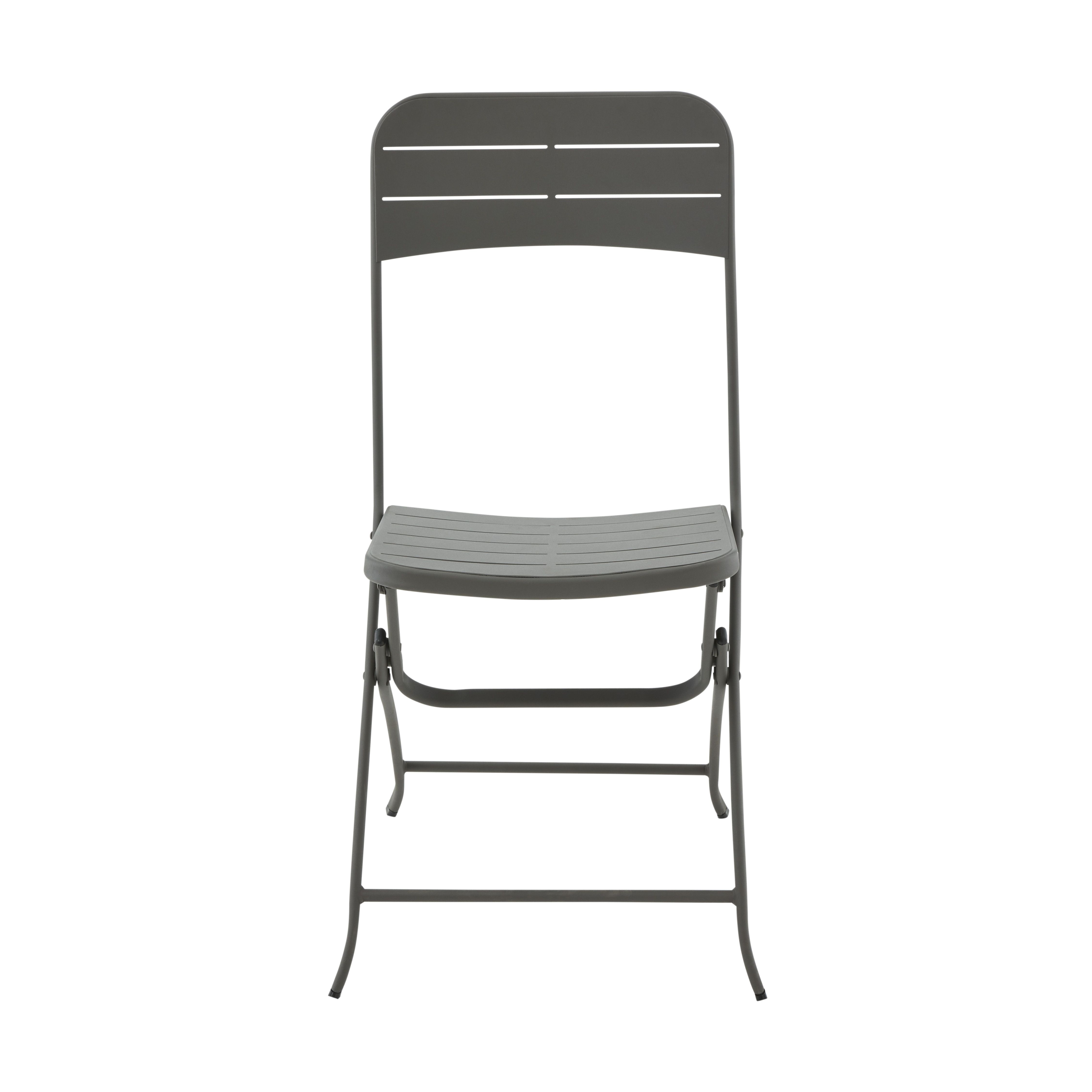 GoodHome Kythros Grey Metal Foldable Chair