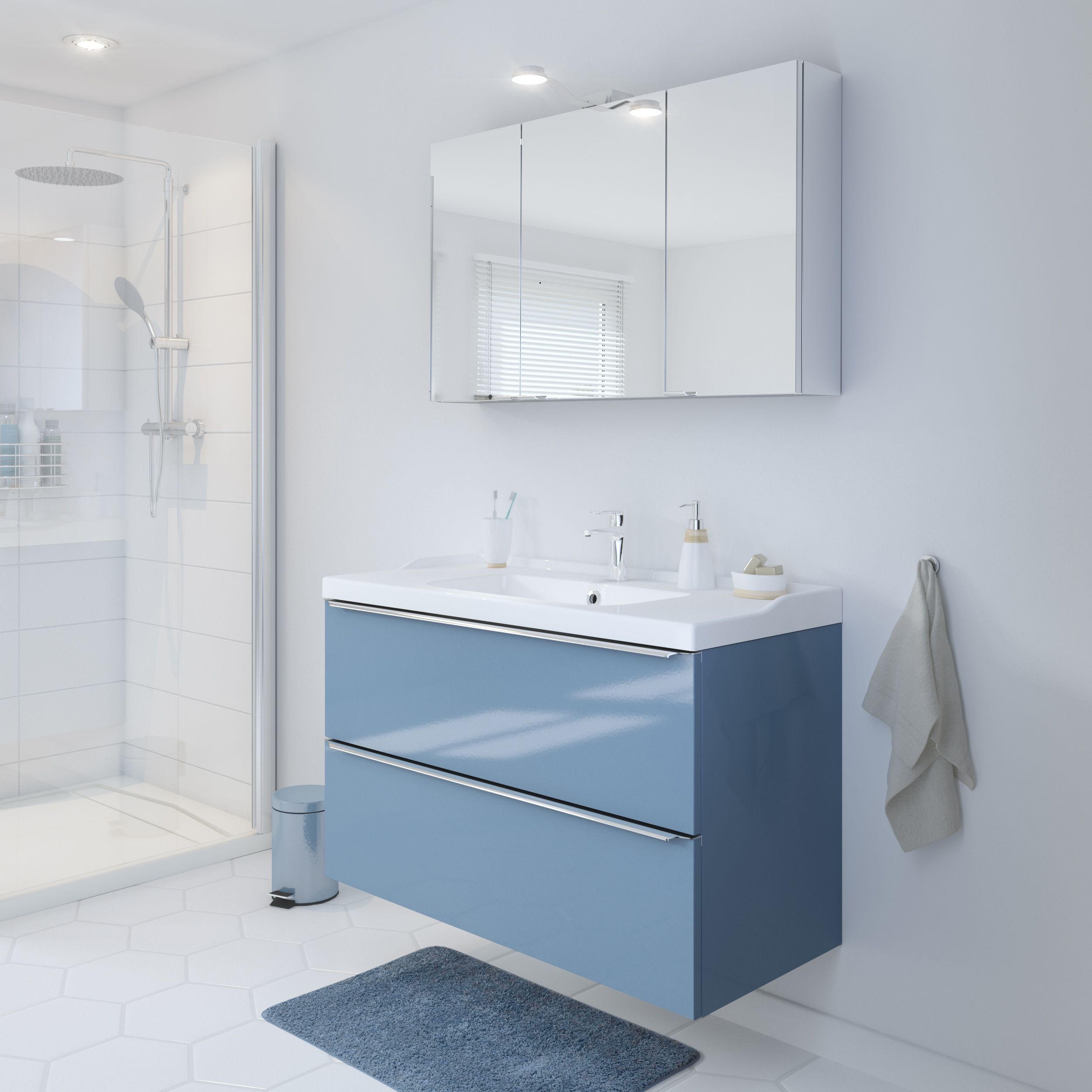 GoodHome Lana White Counter top Basin (W)100.4cm