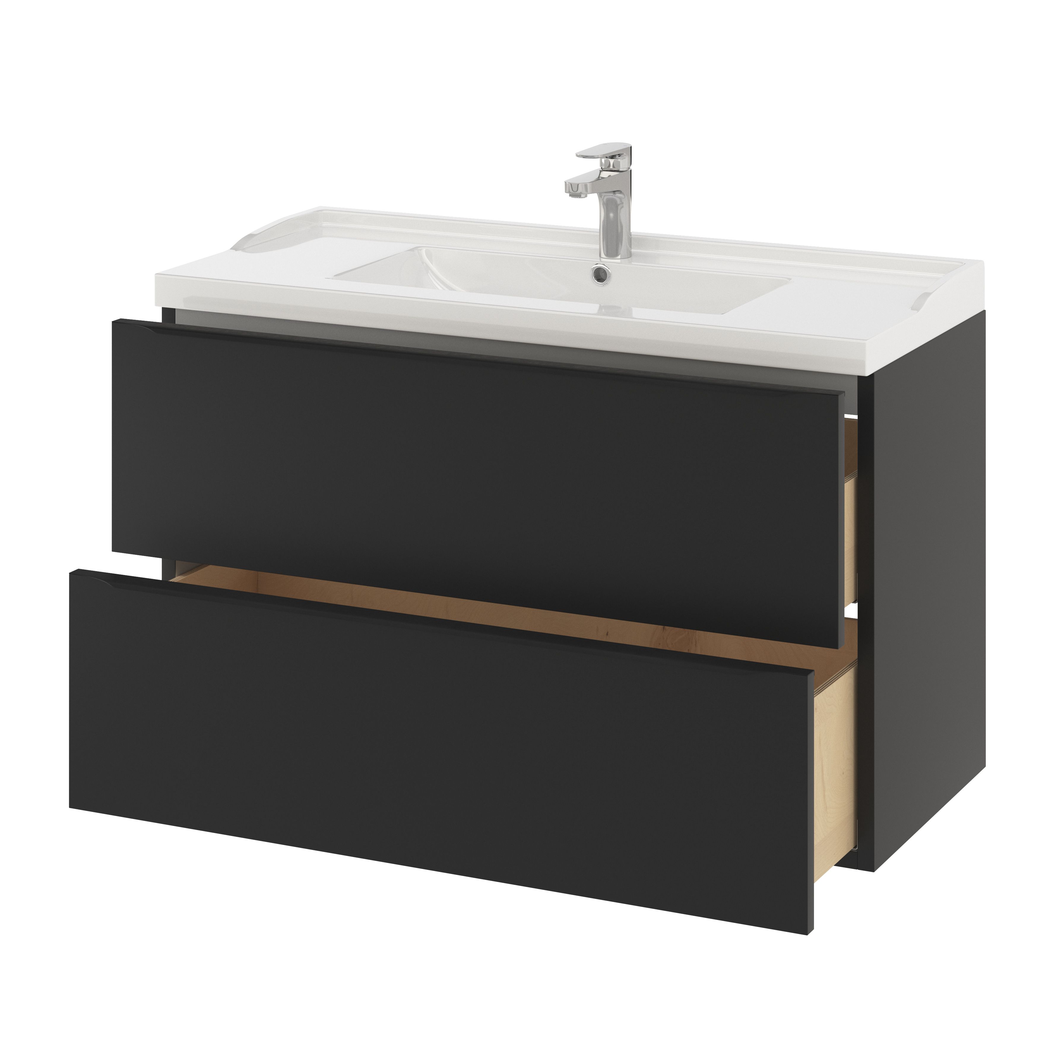 GoodHome Lana White Counter top Basin (W)100.4cm