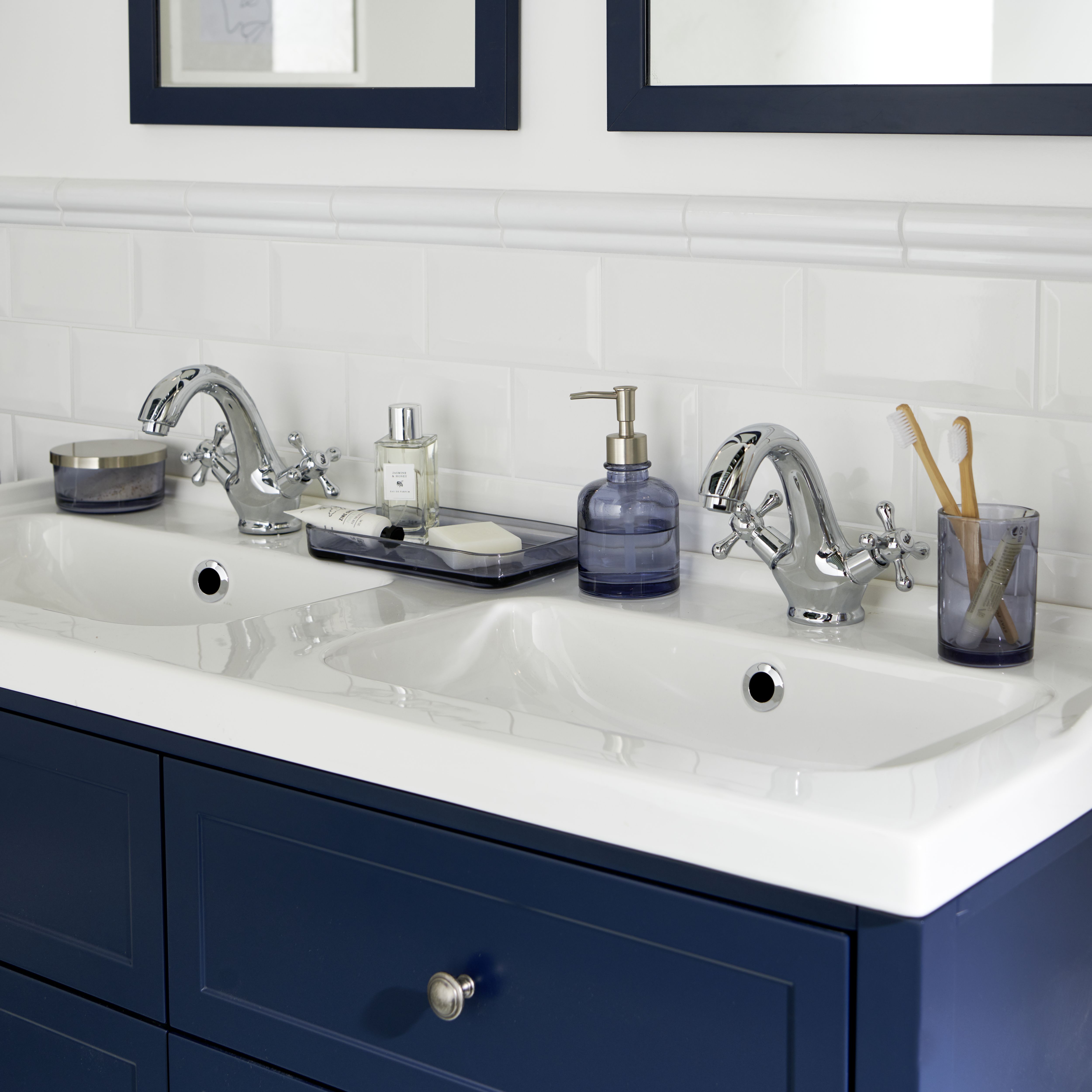 GoodHome Lana White Counter top Basin (W)120.4cm
