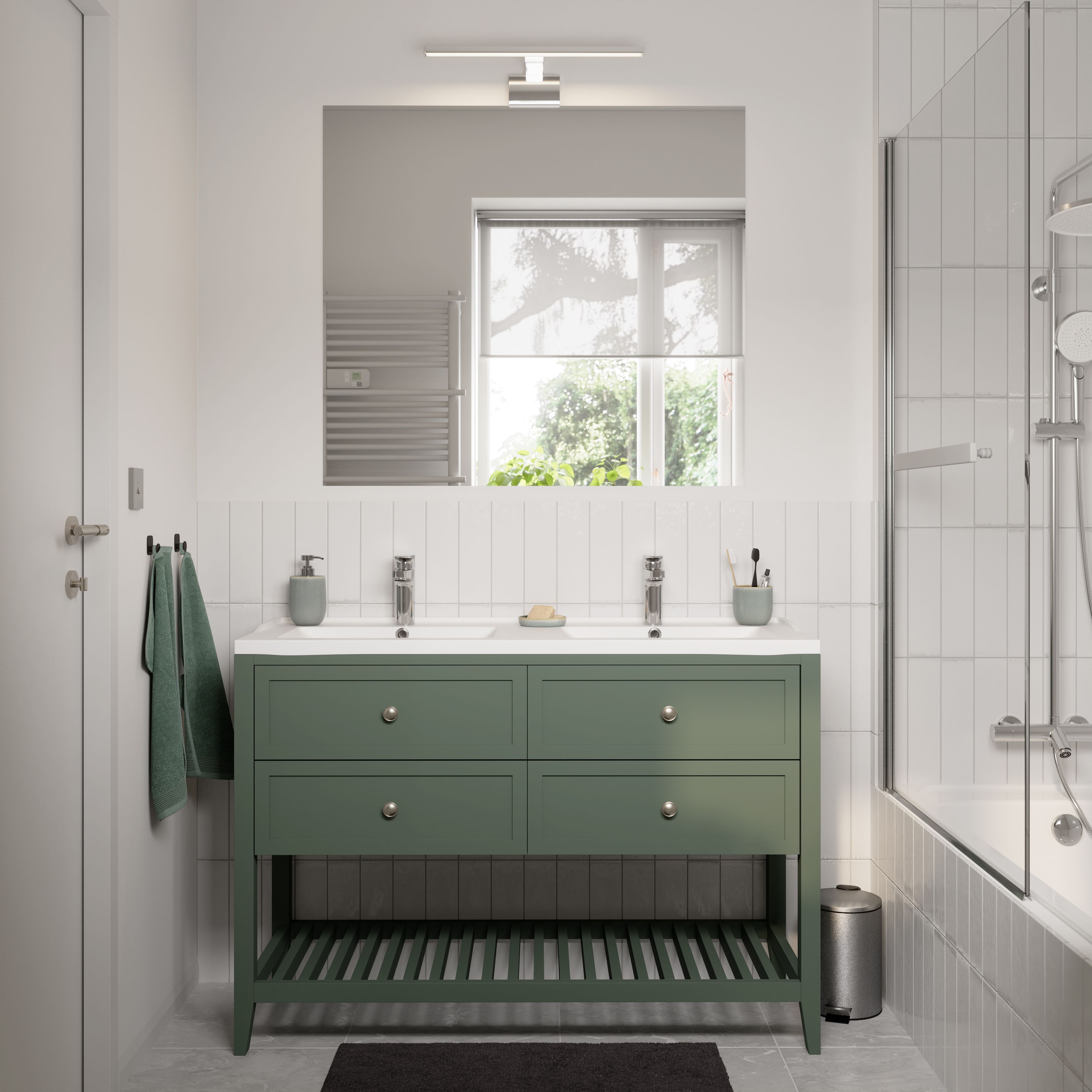 GoodHome Lana White Counter top Basin (W)120.4cm