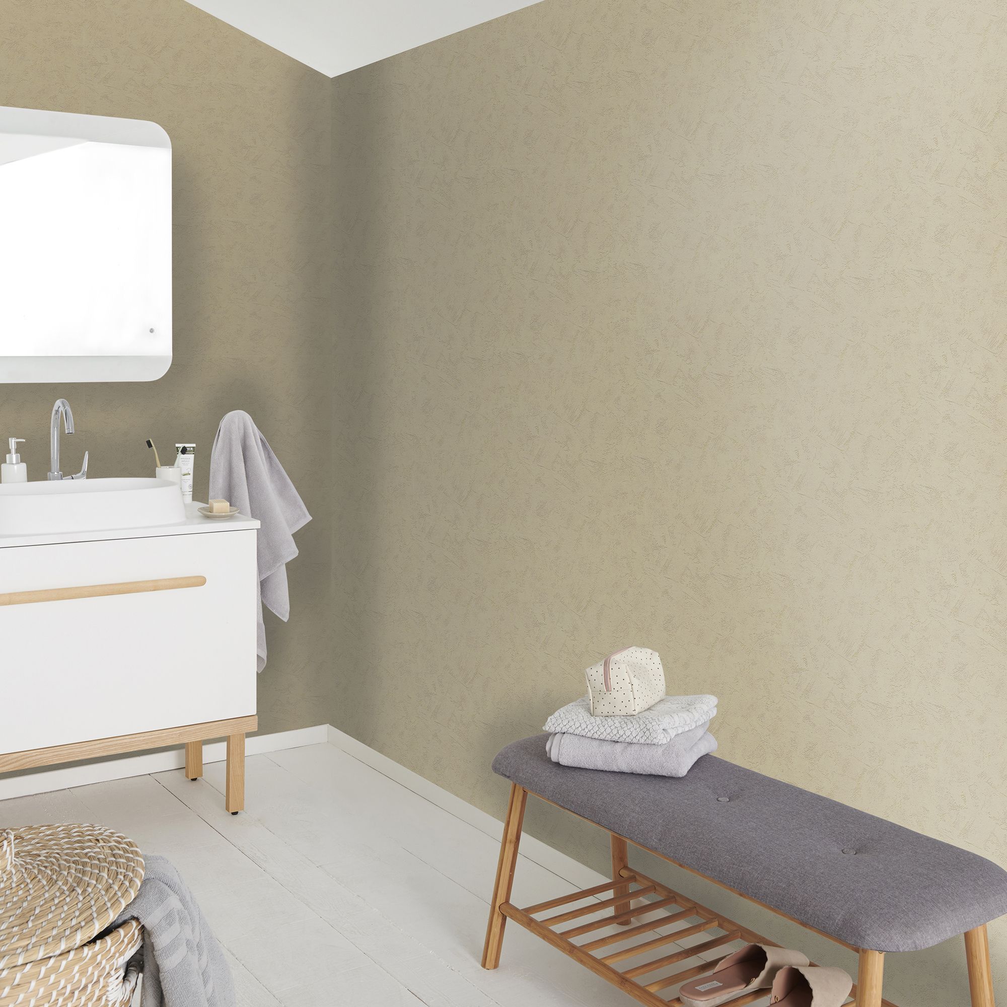 GoodHome Lancon Beige Textured Wallpaper Sample