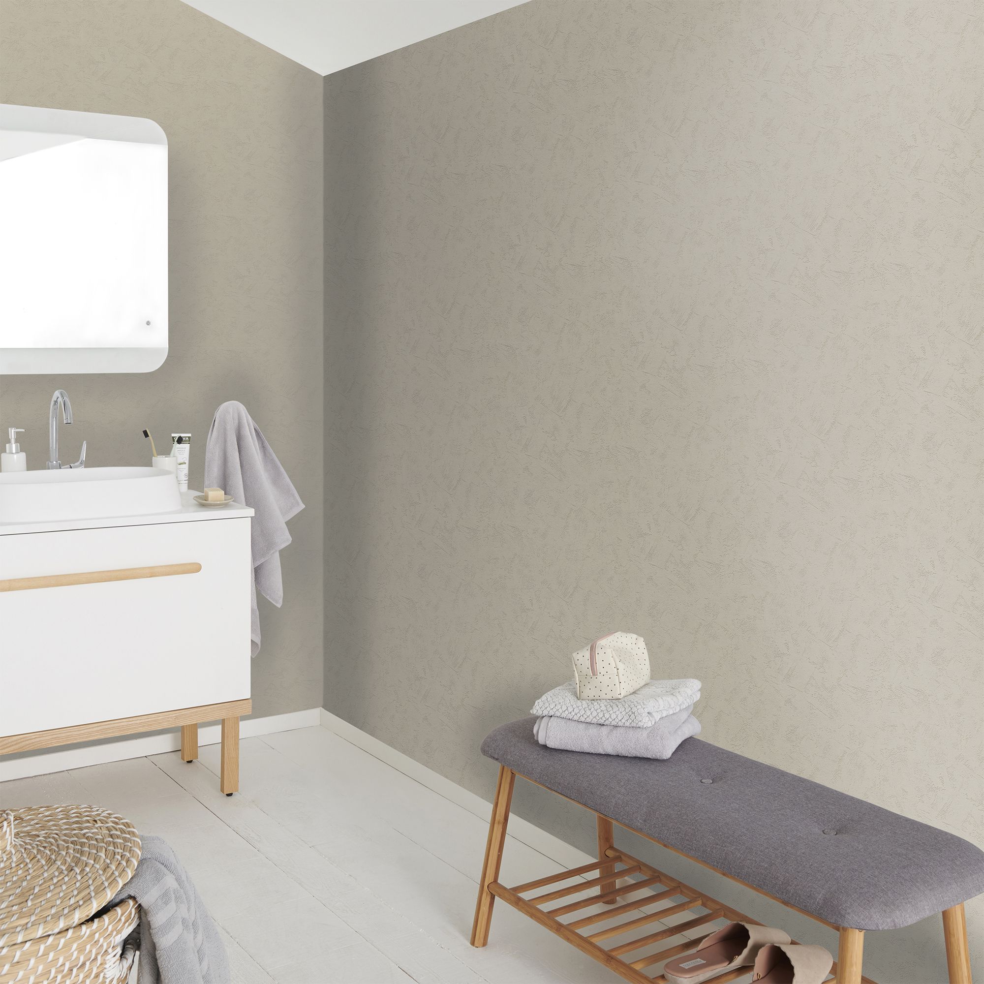 GoodHome Lancon Off white Textured Wallpaper Sample