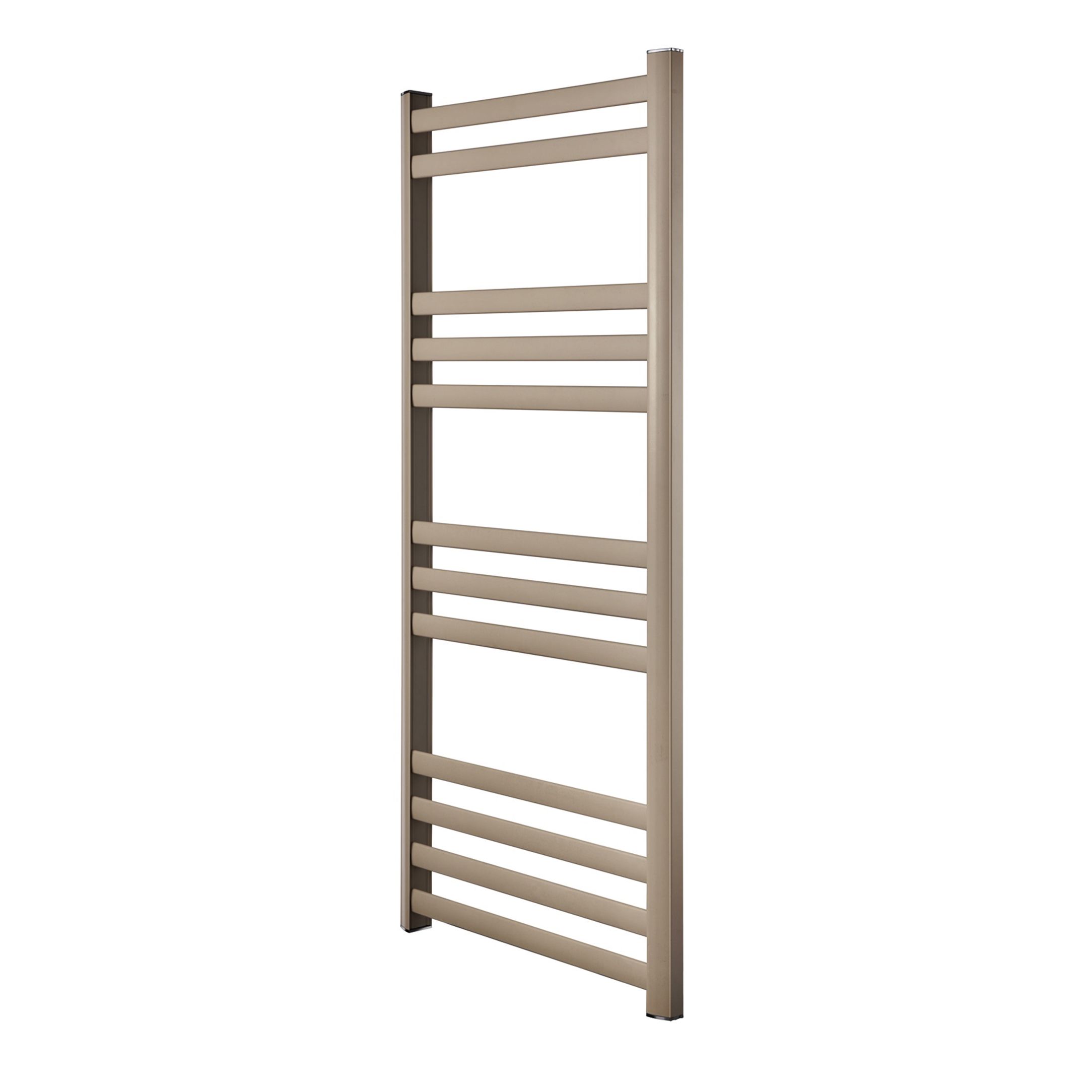 GoodHome Lansing, Beige Vertical Curved Towel radiator (W)475mm x (H)1100mm
