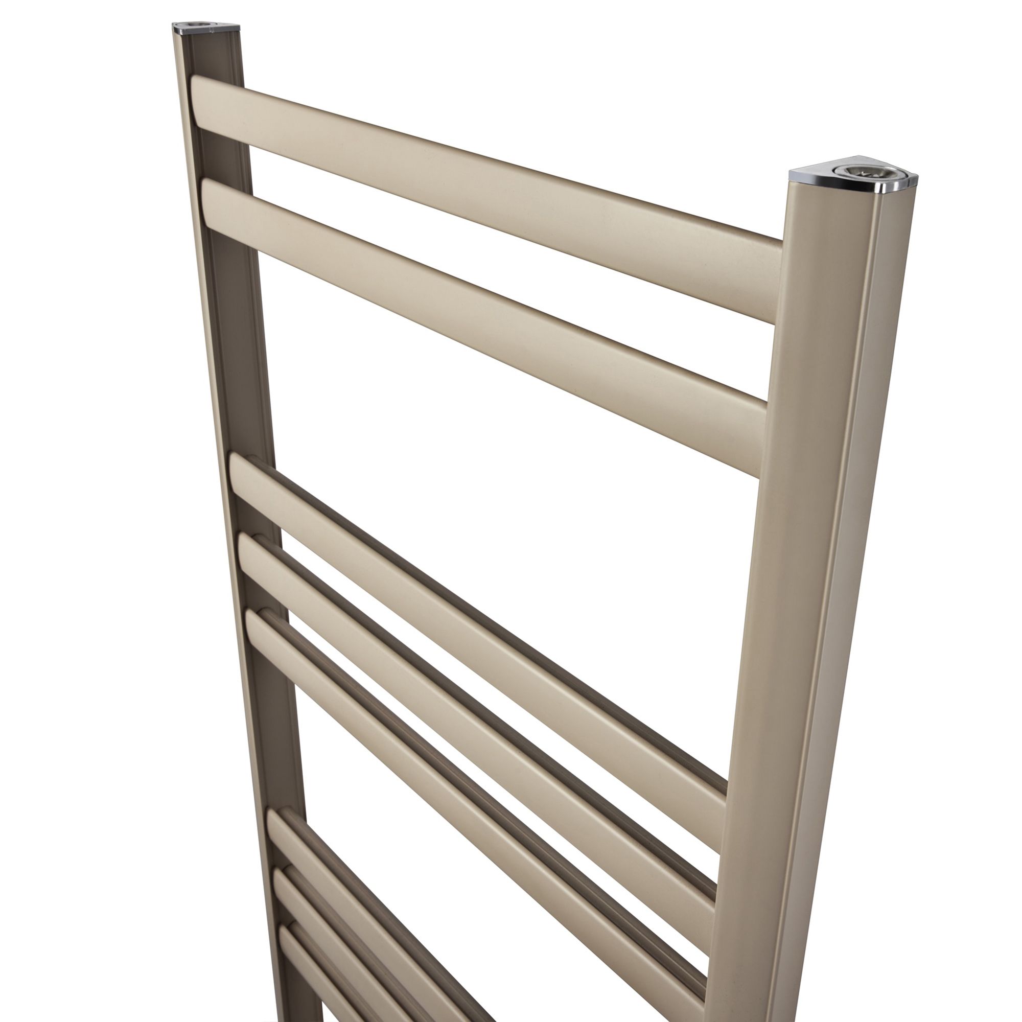 GoodHome Lansing, Beige Vertical Curved Towel radiator (W)475mm x (H)1100mm