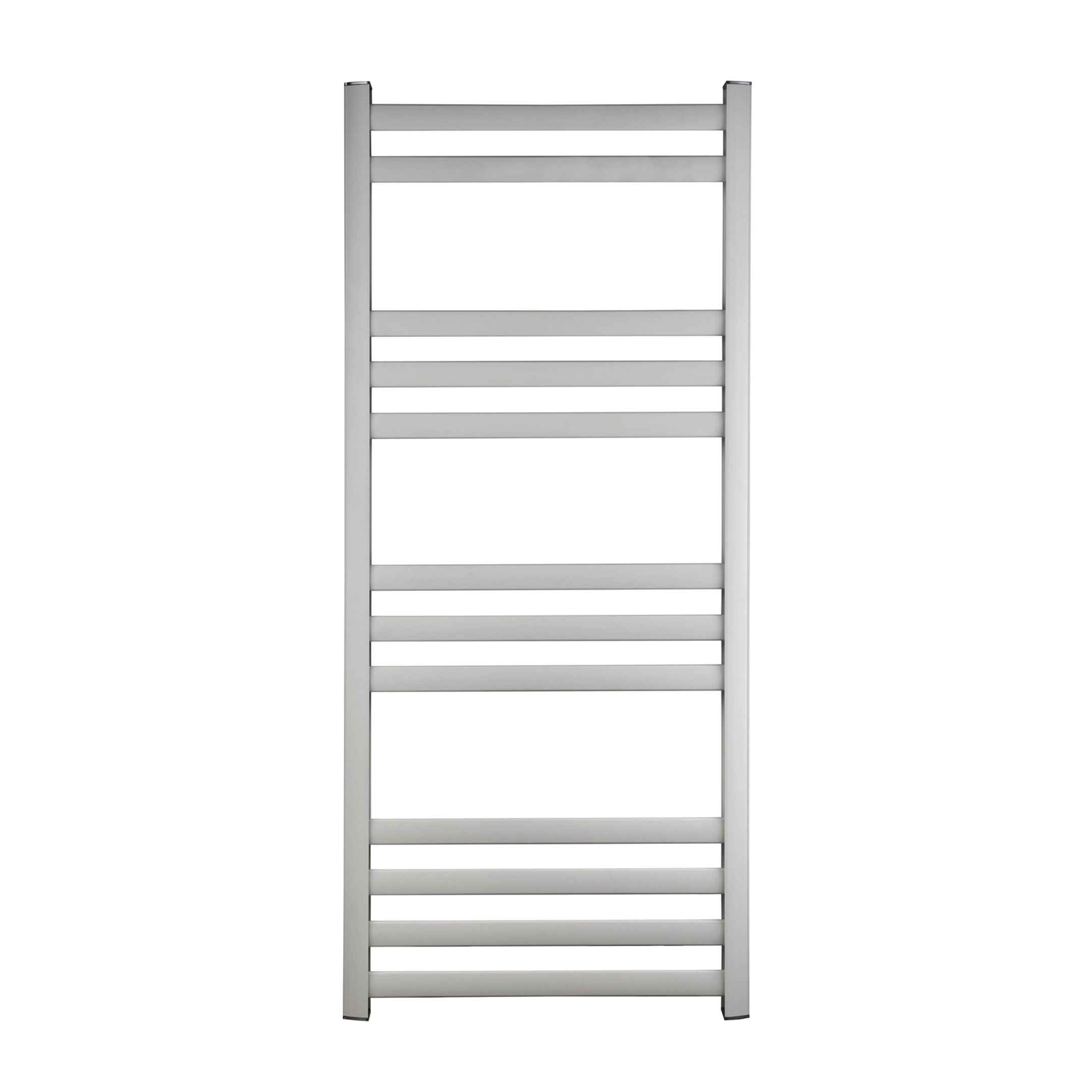 GoodHome Lansing, White Vertical Curved Towel radiator (W)475mm x (H)1100mm