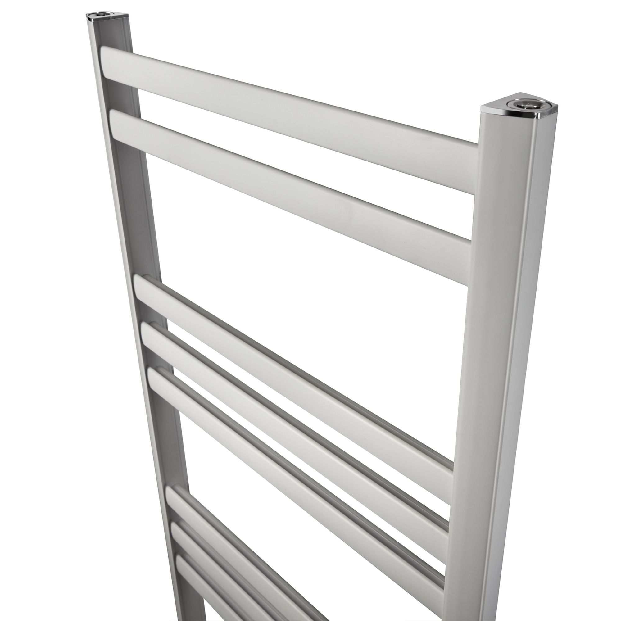 GoodHome Lansing, White Vertical Curved Towel radiator (W)475mm x (H)1100mm