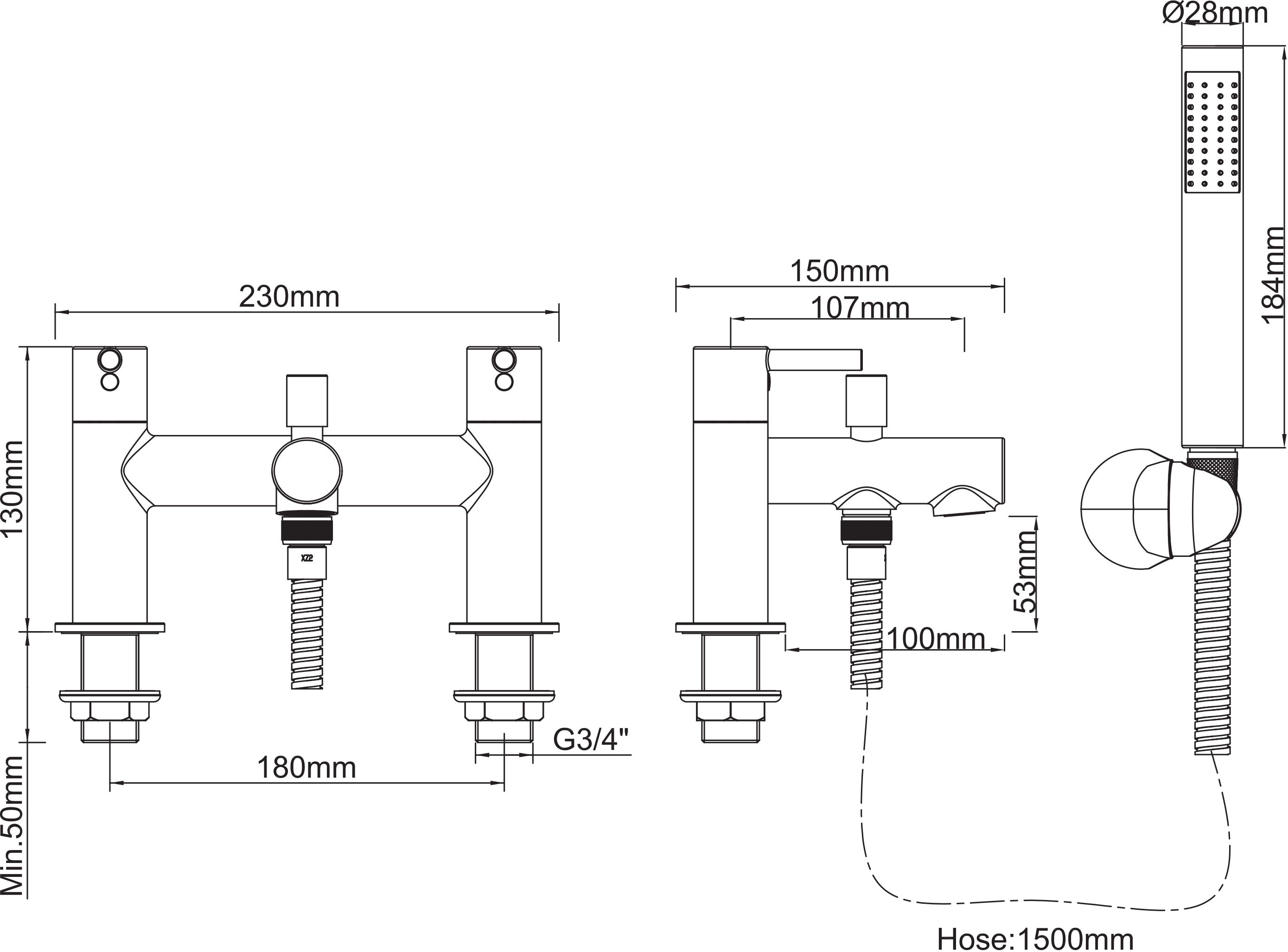 GoodHome Lazu Combi boiler, gravity-fed & mains pressure water systems Ceramic Shower mixer Tap