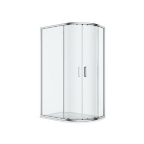 GoodHome Ledava Chrome effect Clear Left-handed Offset quadrant Shower Enclosure & tray - Corner entry double sliding door (H)195cm (W)80cm (D)100cm