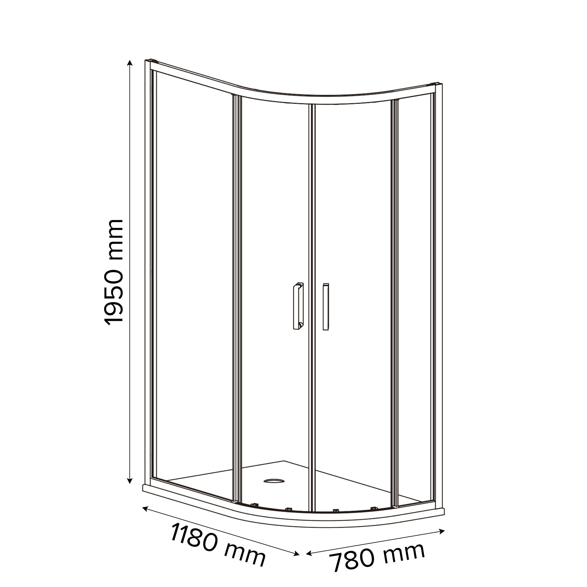 GoodHome Ledava Chrome effect Clear Left-handed Offset quadrant Shower Enclosure & tray - Corner entry double sliding door (H)195cm (W)80cm (D)120cm