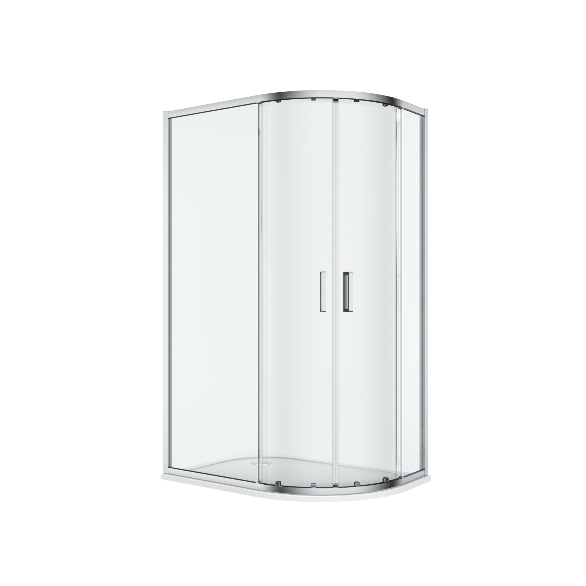 GoodHome Ledava Chrome effect Clear Left-handed Offset quadrant Shower Enclosure & tray - Corner entry double sliding door (H)195cm (W)80cm (D)120cm