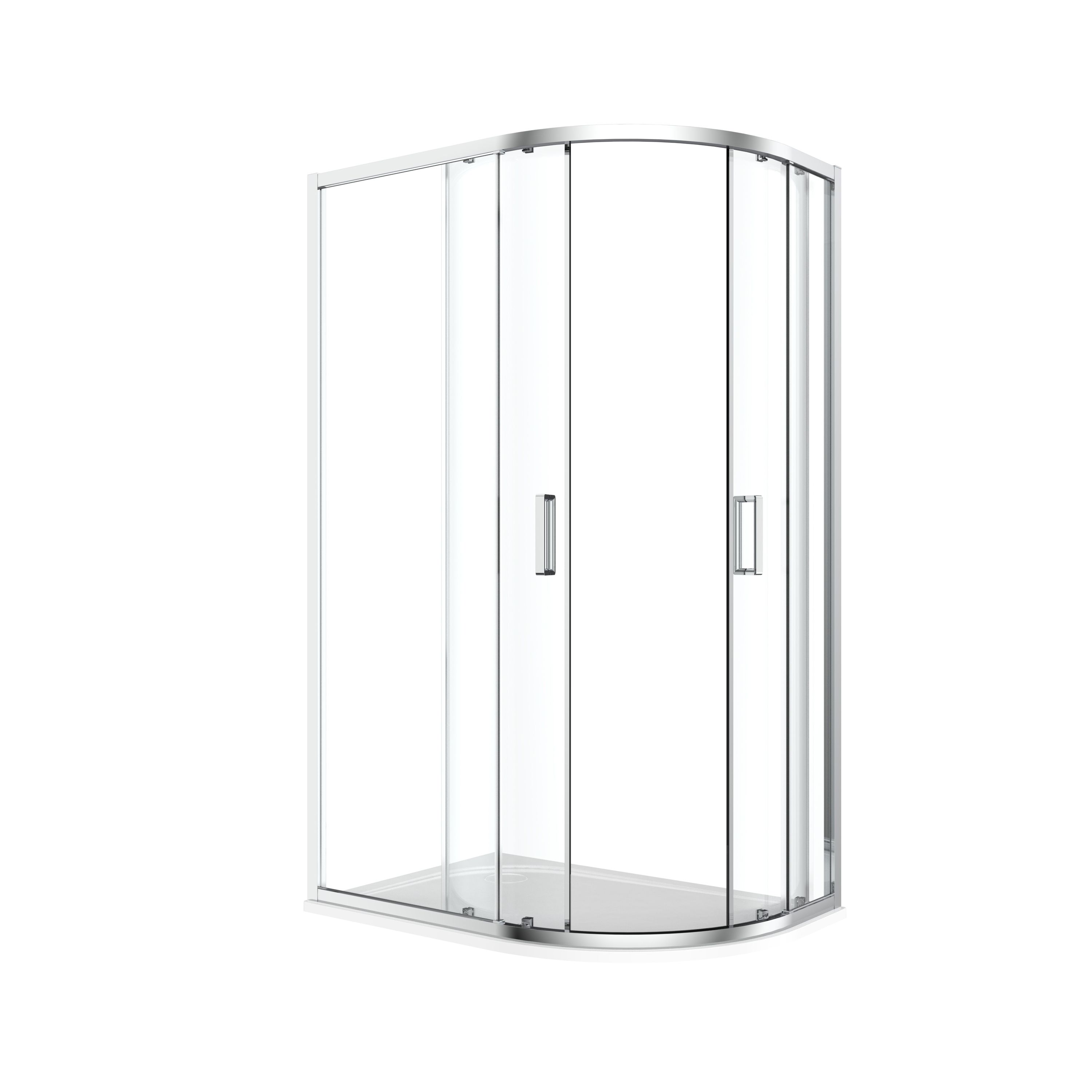 GoodHome Ledava Chrome effect Clear Left-handed Offset quadrant Shower Enclosure & tray - Corner entry double sliding door (H)195cm (W)80cm (D)120cm