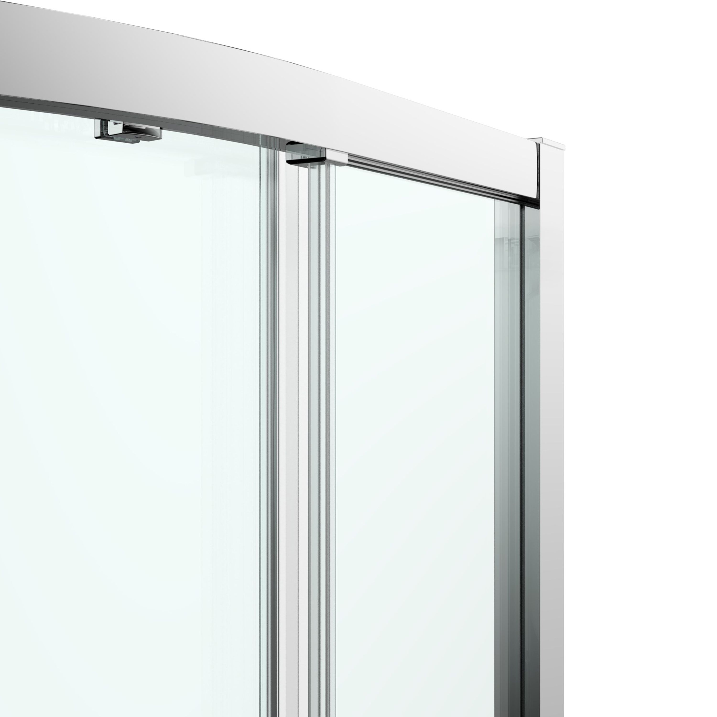 GoodHome Ledava Chrome effect Clear Left-handed Offset quadrant Shower Enclosure & tray - Corner entry double sliding door (H)195cm (W)80cm (D)120cm