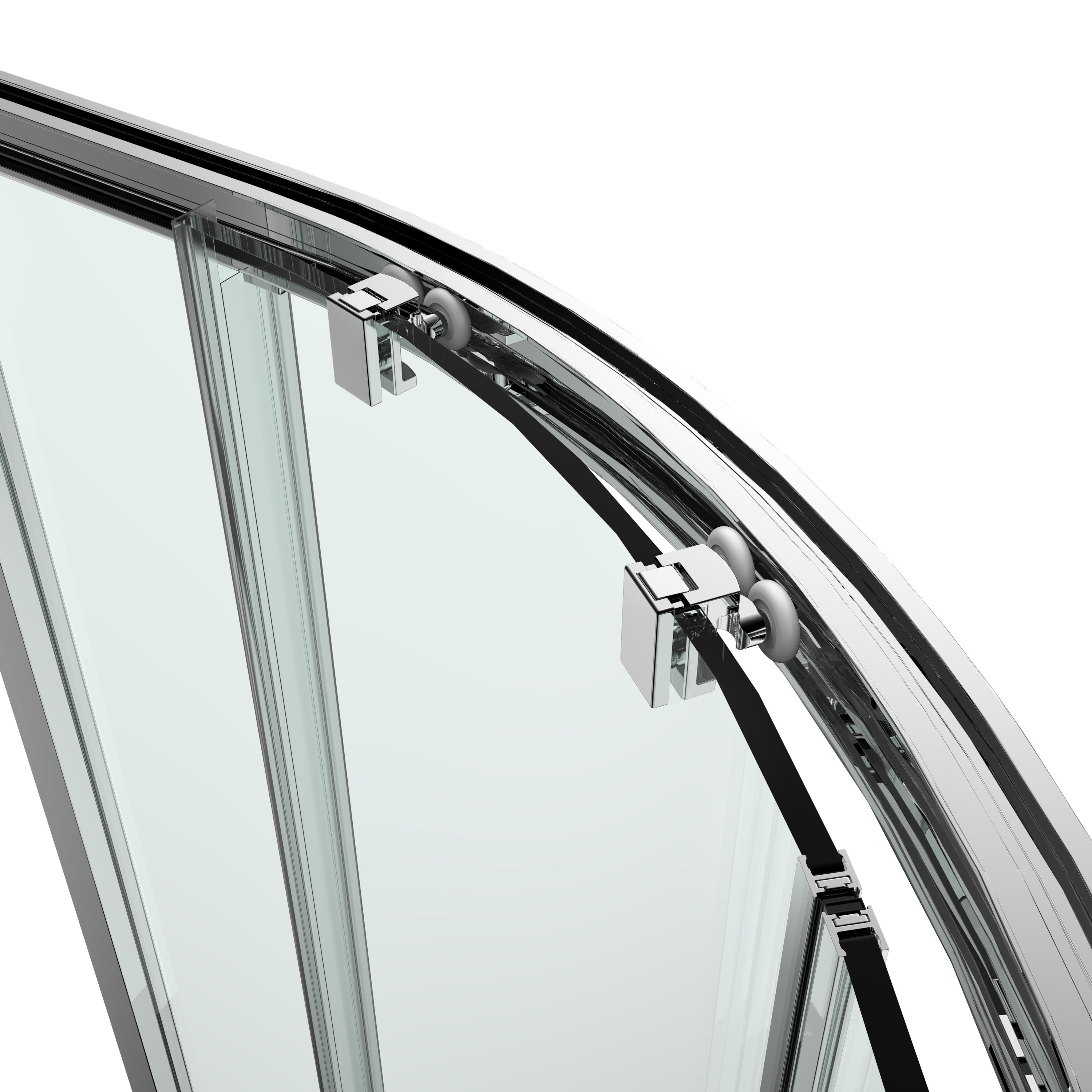 GoodHome Ledava Chrome effect Clear Left-handed Offset quadrant Shower Enclosure & tray - Corner entry double sliding door (H)195cm (W)80cm (D)120cm