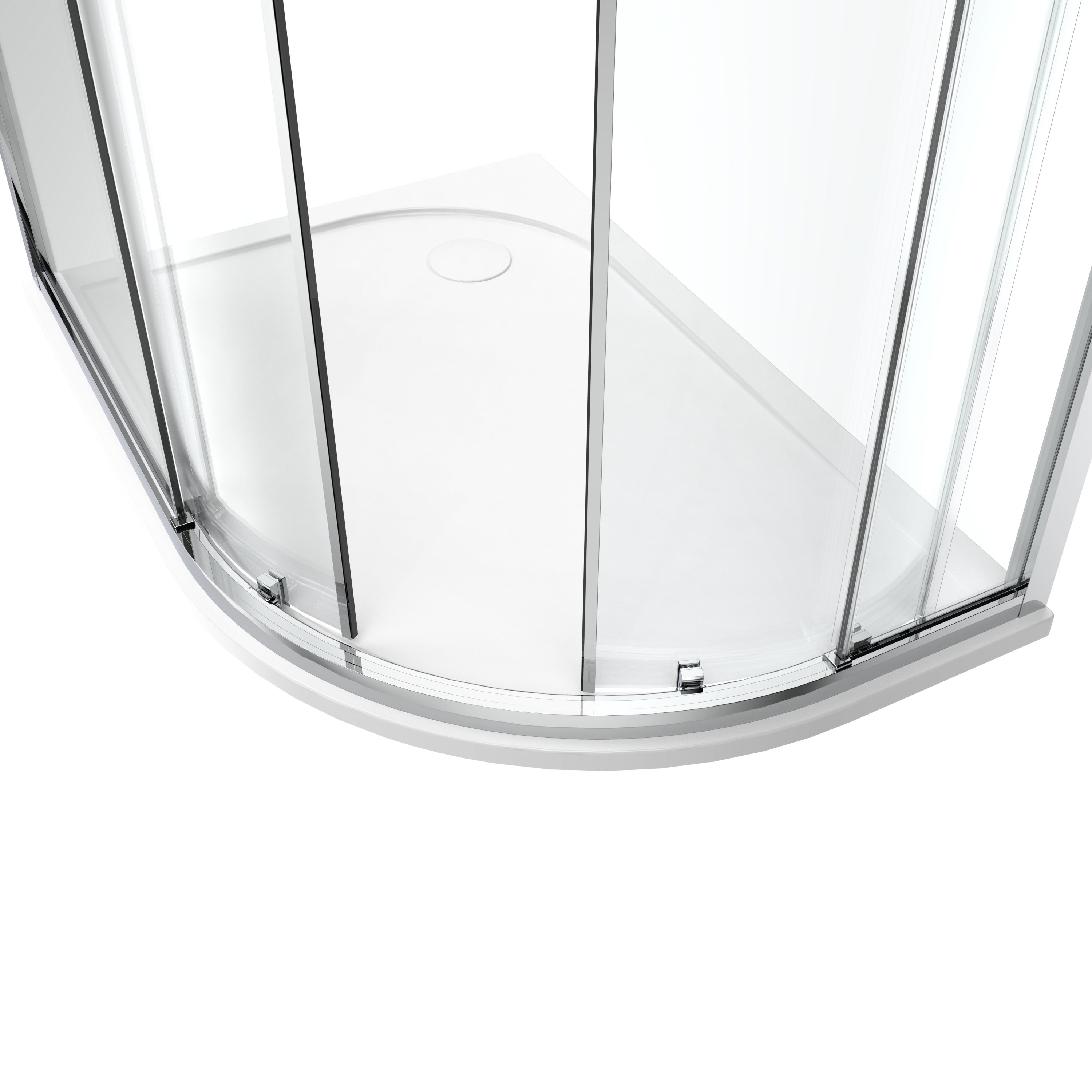 GoodHome Ledava Chrome effect Clear Left-handed Offset quadrant Shower Enclosure & tray - Corner entry double sliding door (H)195cm (W)80cm (D)120cm