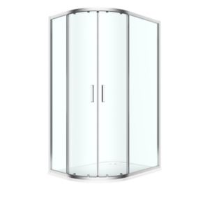 GoodHome Ledava Chrome effect Clear Right-handed Offset quadrant Shower Enclosure & tray - Corner entry double sliding door (H)195cm (W)80cm (D)100cm