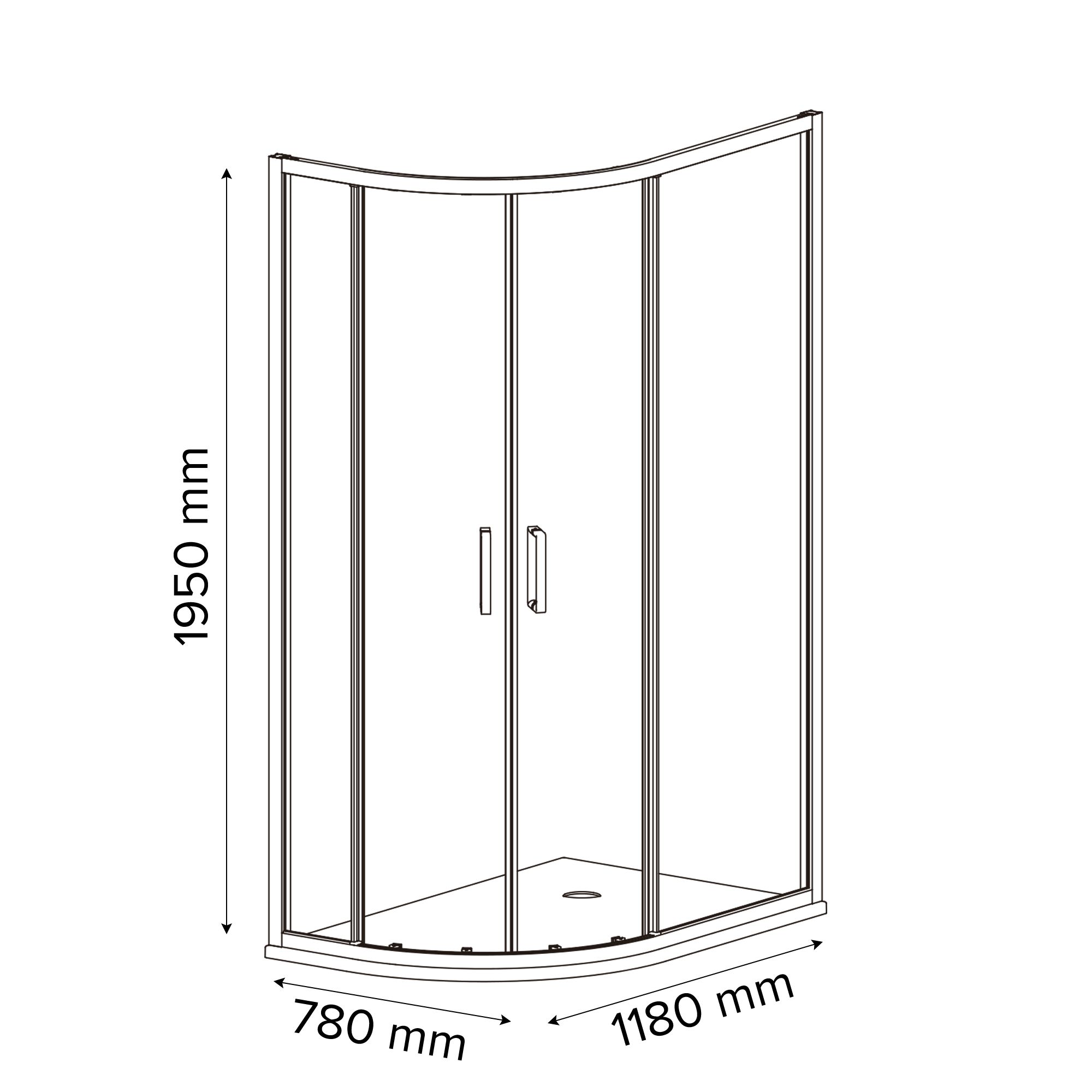 GoodHome Ledava Chrome effect Clear Right-handed Offset quadrant Shower Enclosure & tray - Corner entry double sliding door (H)195cm (W)80cm (D)120cm