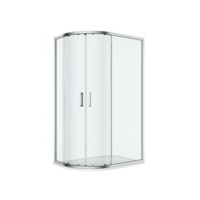 GoodHome Ledava Chrome effect Clear Right-handed Offset quadrant Shower Enclosure & tray - Corner entry double sliding door (H)195cm (W)80cm (D)120cm